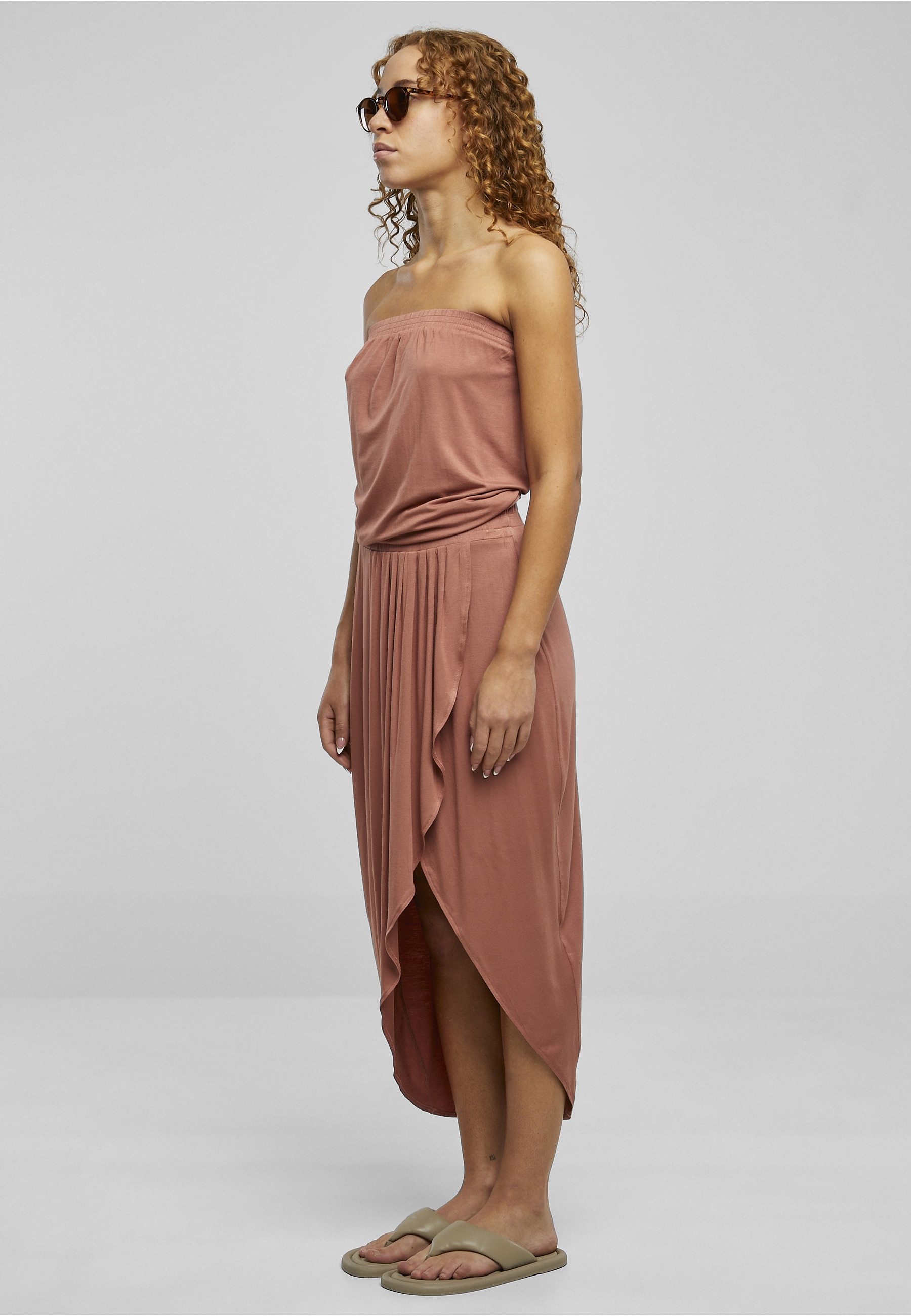URBAN CLASSICS Shirtkleid »Urban Classics Damen Ladies Viscose Bandeau Dress« 1 tlg.