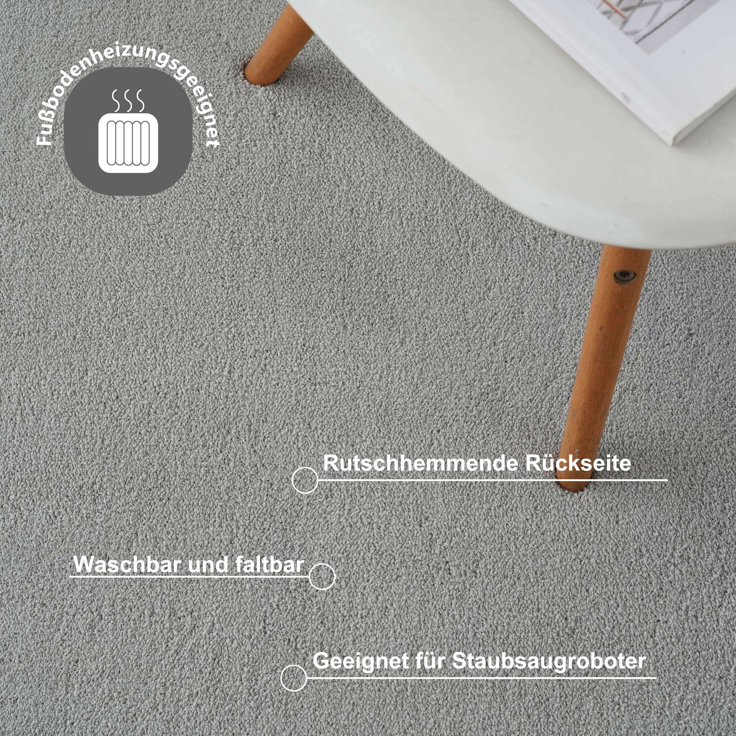 OTTO home Teppich »Cali, in Standard- und Premium-Qualität, 13 mm oder 16 mm Höhe« wellenförmig 16 mm Höhe Uni-Farben, kuschelig, & weich, waschbar, Wohnzimmer, Schlafzimmer
