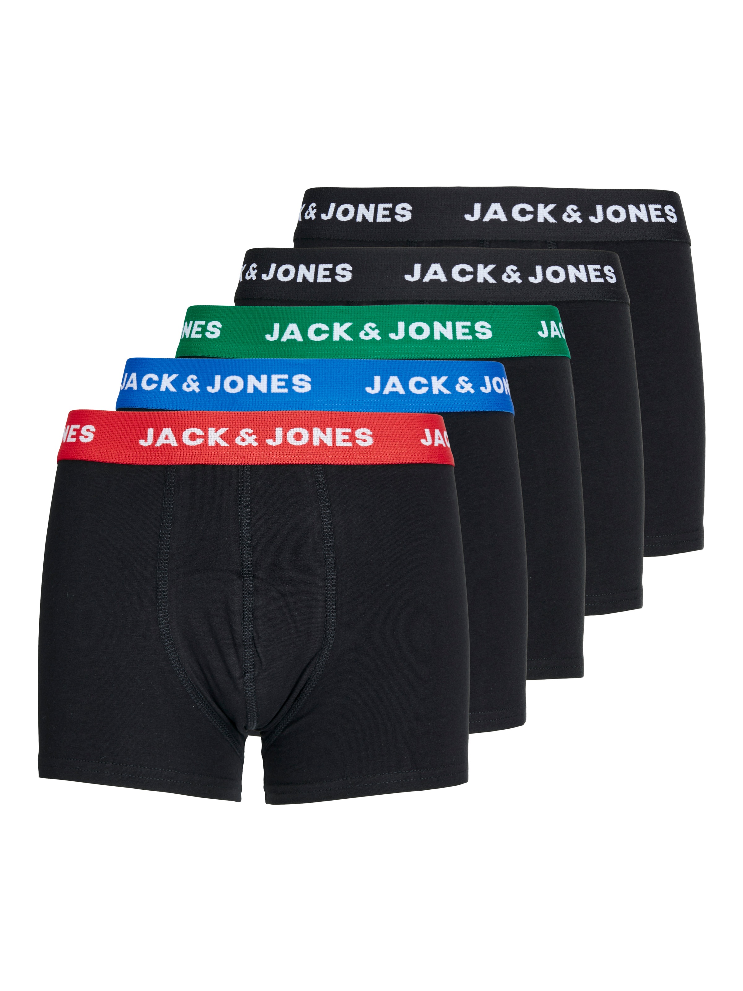 Jungen Trunk "JACHUEY eng anliegend, mit Stretchbund, 5er Pack", JACK & JONES JUNIOR, Gr. 128electric blau lemonade pack:schwarz, schwarz, schwarz,