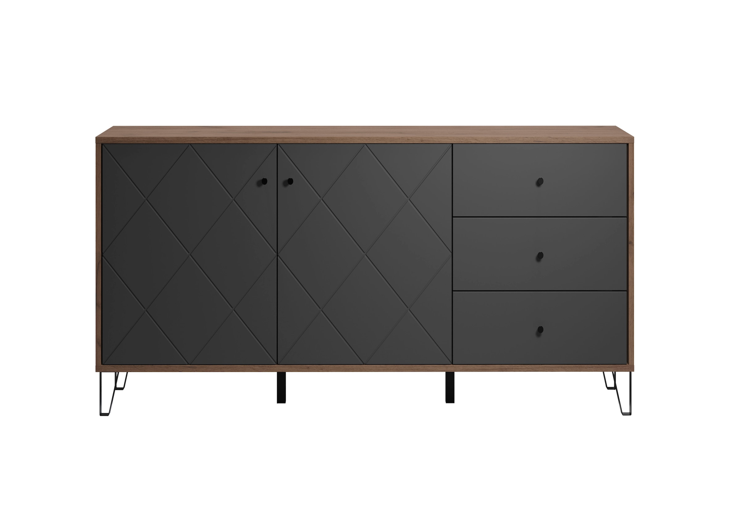 Home affaire Sideboard »Molveno« 1 Stk. tlg. Sideboard, 2 Türen, 3 Schubkasten & Soft-Close - (B/T/H) 183/40/76 cm