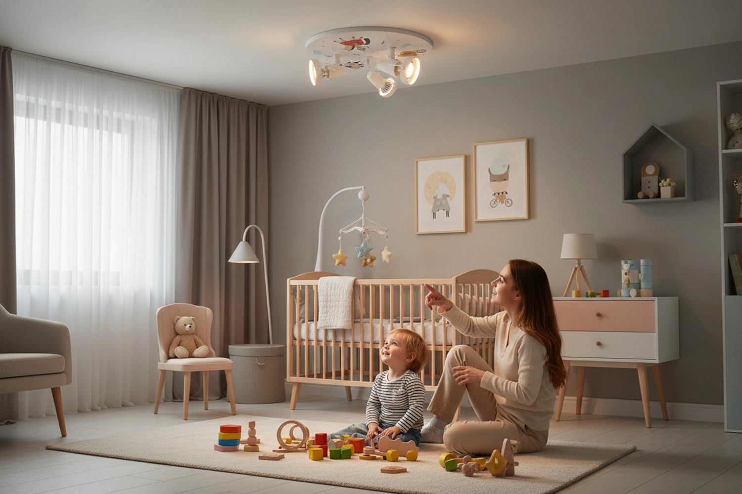 niermann Deckenleuchte »Kinderlampe mit Motiv "Ritter Theo", Strahler für Kinderzimmer« GU10 1 Stk. 3 schwenk- und drehbare Strahler, Made in Germany