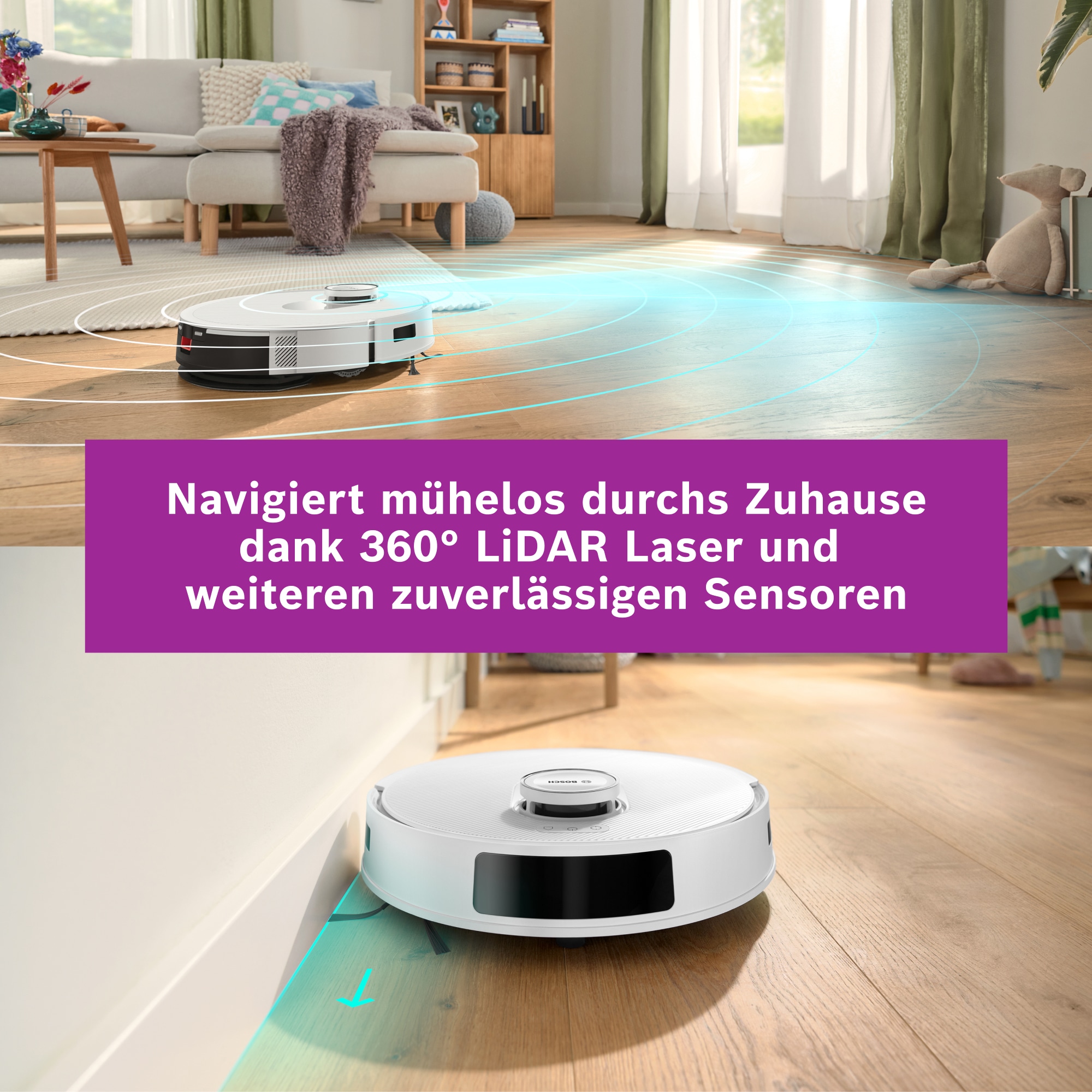 BOSCH Saugroboter »Spotless BCRD1W, Saugroboter mit Wischfunktion, 11.000 Pa Saugkraft« Trocken-Servicestation, Infrarot Navigation, Carbon Bürste