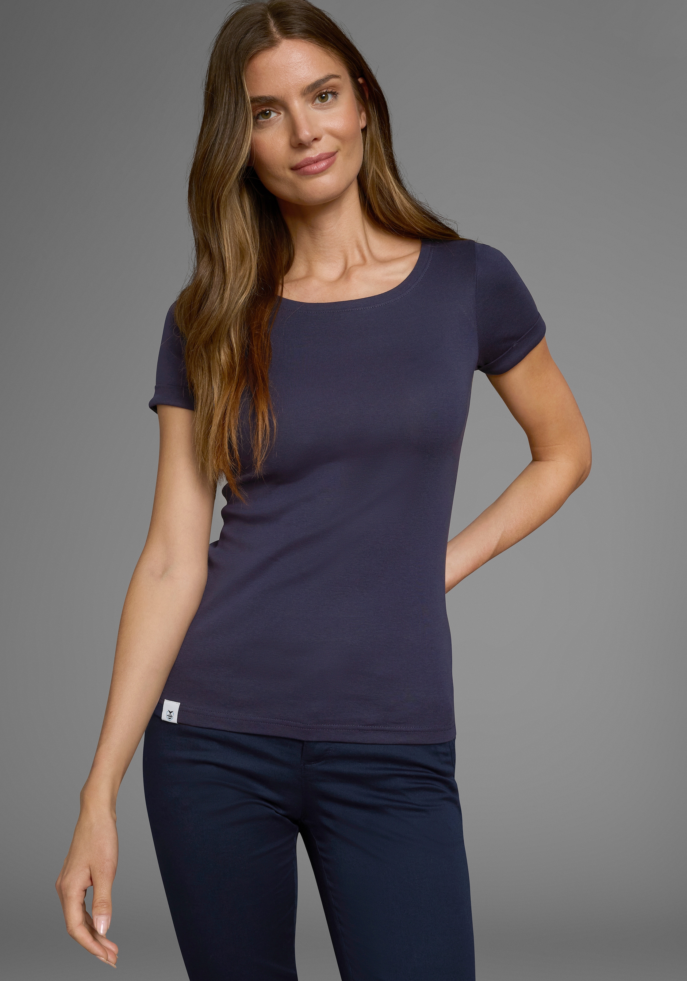 DELMAO T-Shirt, (Packung, 2 tlg., 2er-Pack), im maritimen Design mit Aufschlag am Ärmelabschluss - NEUE KOLLEKTION