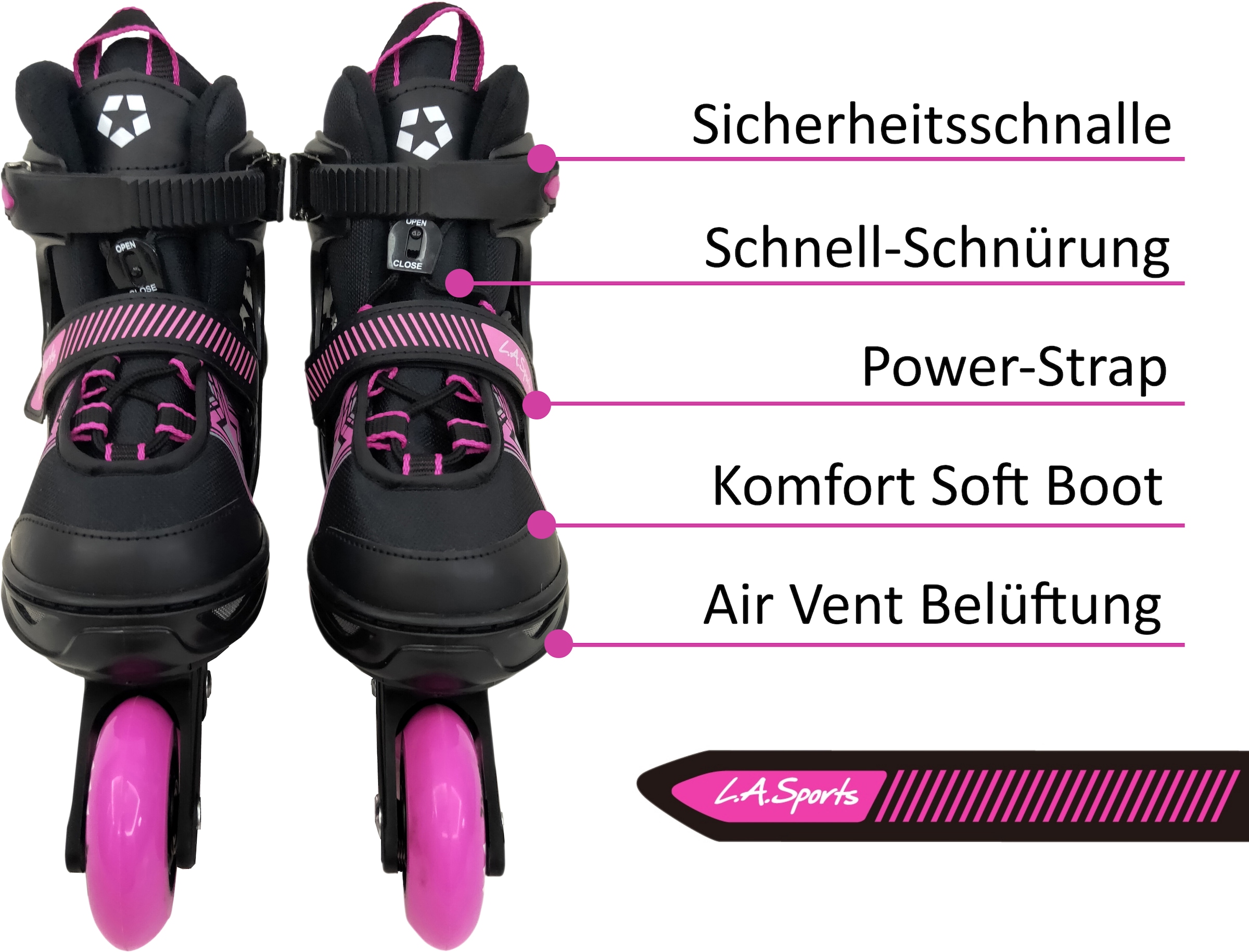 L.A. Sports Inlineskates »Inliner Skate Softboot Kinder Jugendliche Größenverstellung«