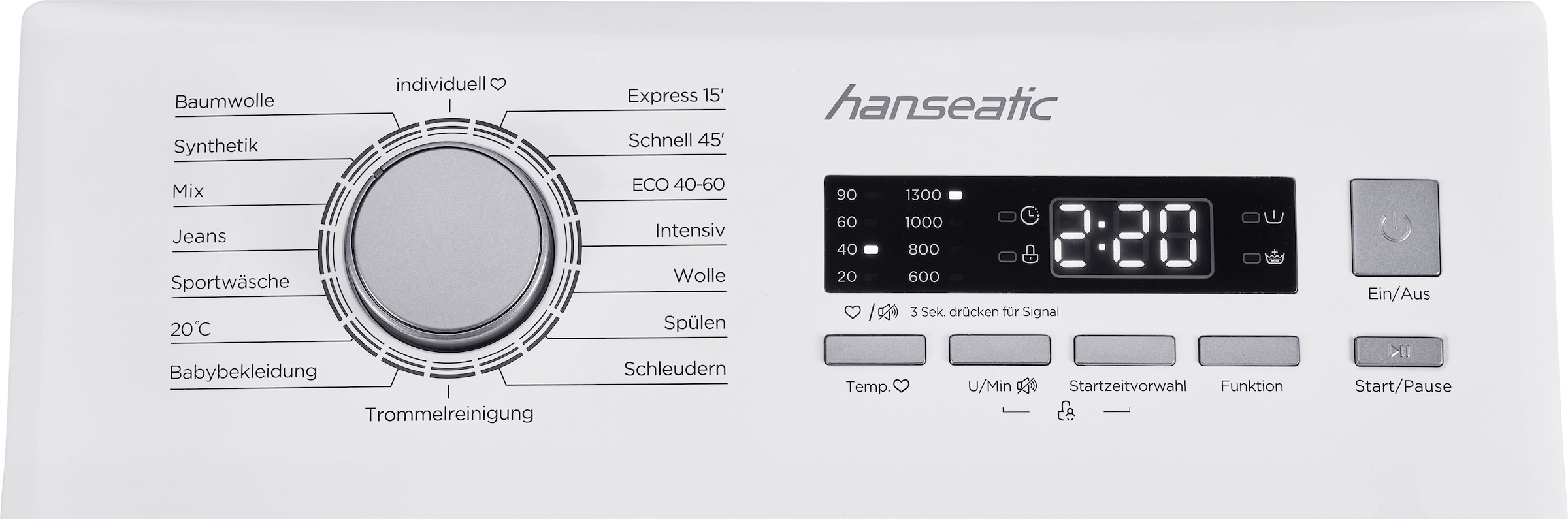 Hanseatic Waschmaschine Toplader, HTW8013C, 8 kg, 1300 U/min, Mengenautomatik, Überlaufschutzsystem