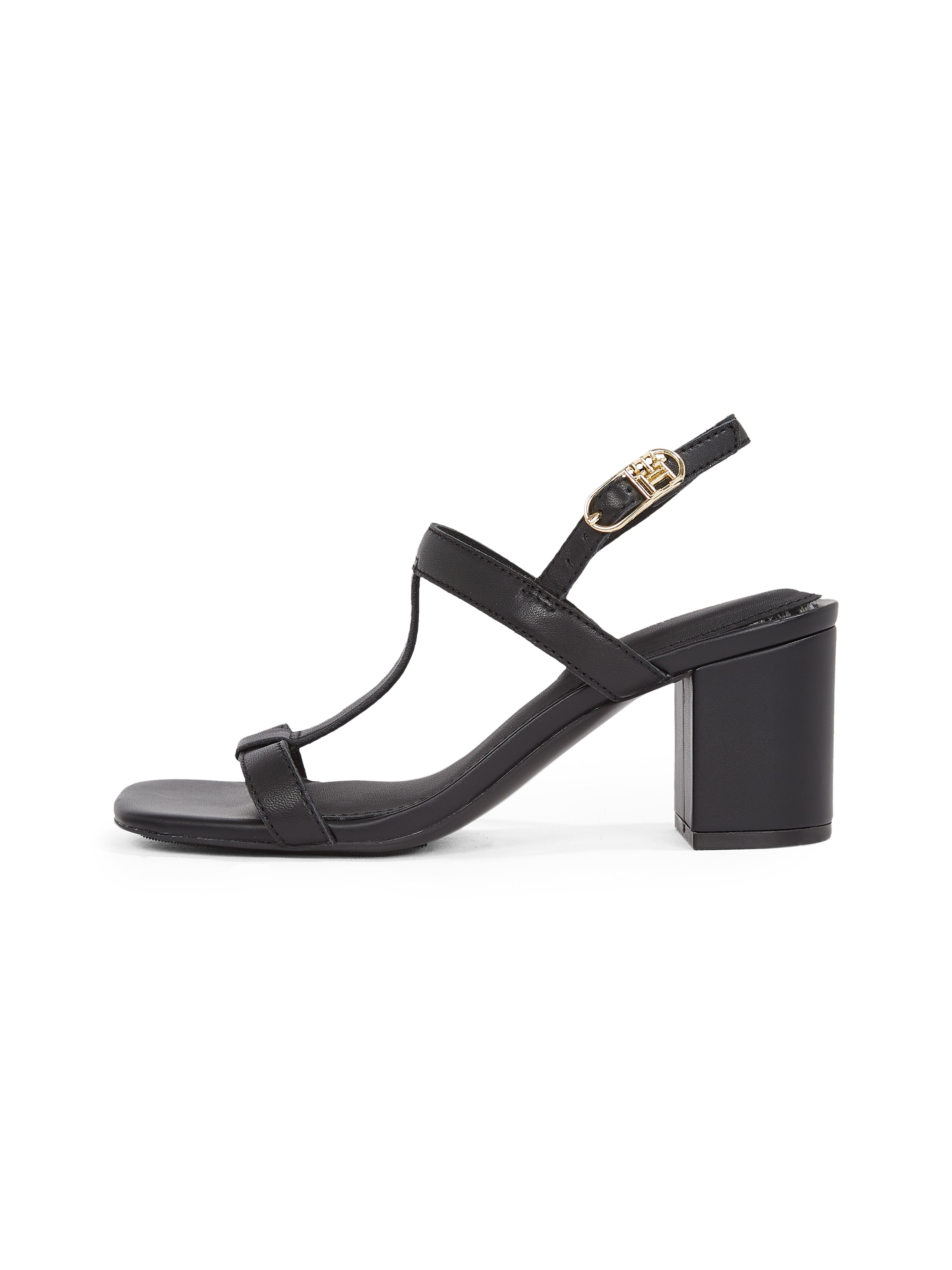Tommy Hilfiger Sandalette »LEATHER BLOCK HEEL SANDAL«, Blockabsatz, Abendschuh, Partyschuh mit verstellbarer Schnalle