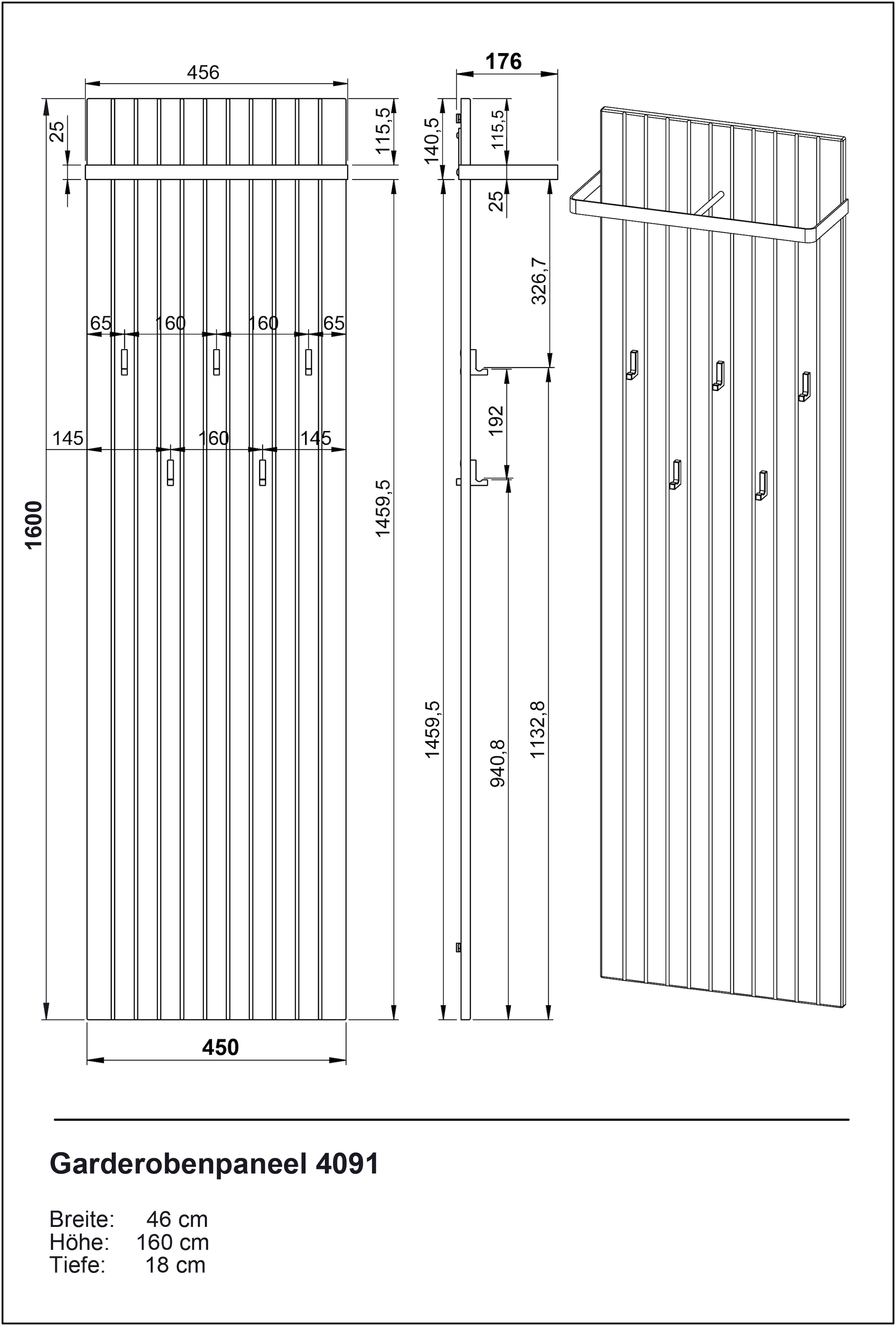 GERMANIA Garderobenpaneel »GW-Libbiano Plus« 1 Stk. tlg. ohne Styropor verpackt