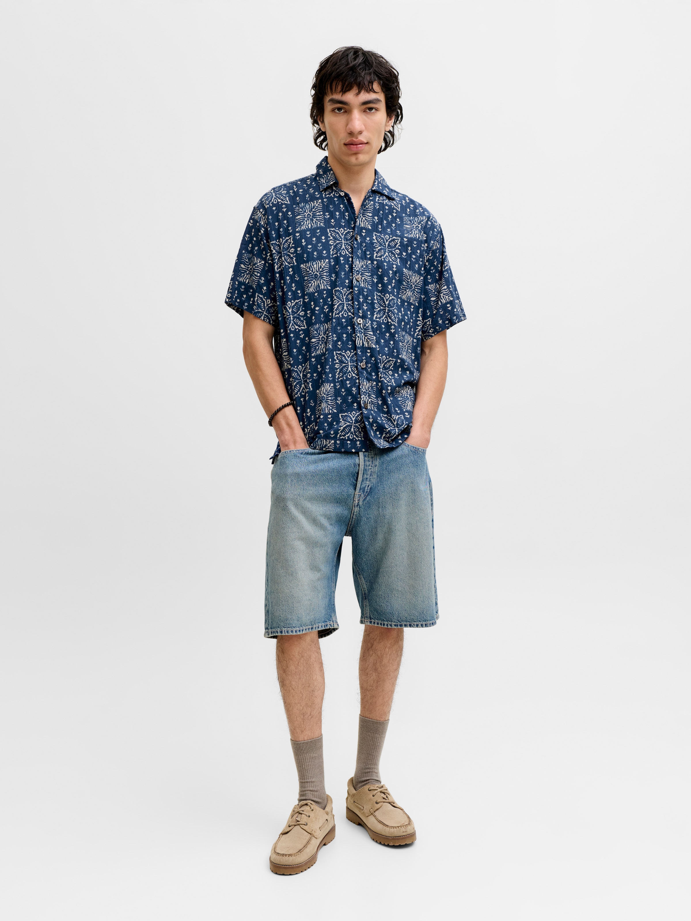 Jack & Jones Kurzarmhemd »JPRBLULYON PRINT DOBBY S/S SHIRT SN«