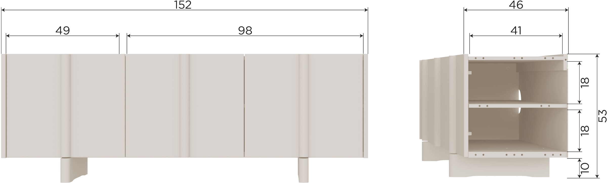 WOOOD Lowboard »WOOOD BASU TV MEUBEL 152 CM« Basu-Kollektion von WOOOD mit skandinavischem Design und FSC®