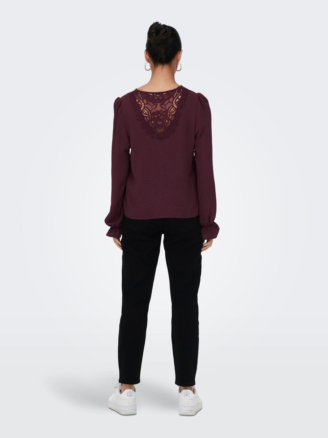 ONLY Spitzenbluse "ONLMETTE L/S LACE TOP WVN" Kunstfaser, regular fit günstig online kaufen
