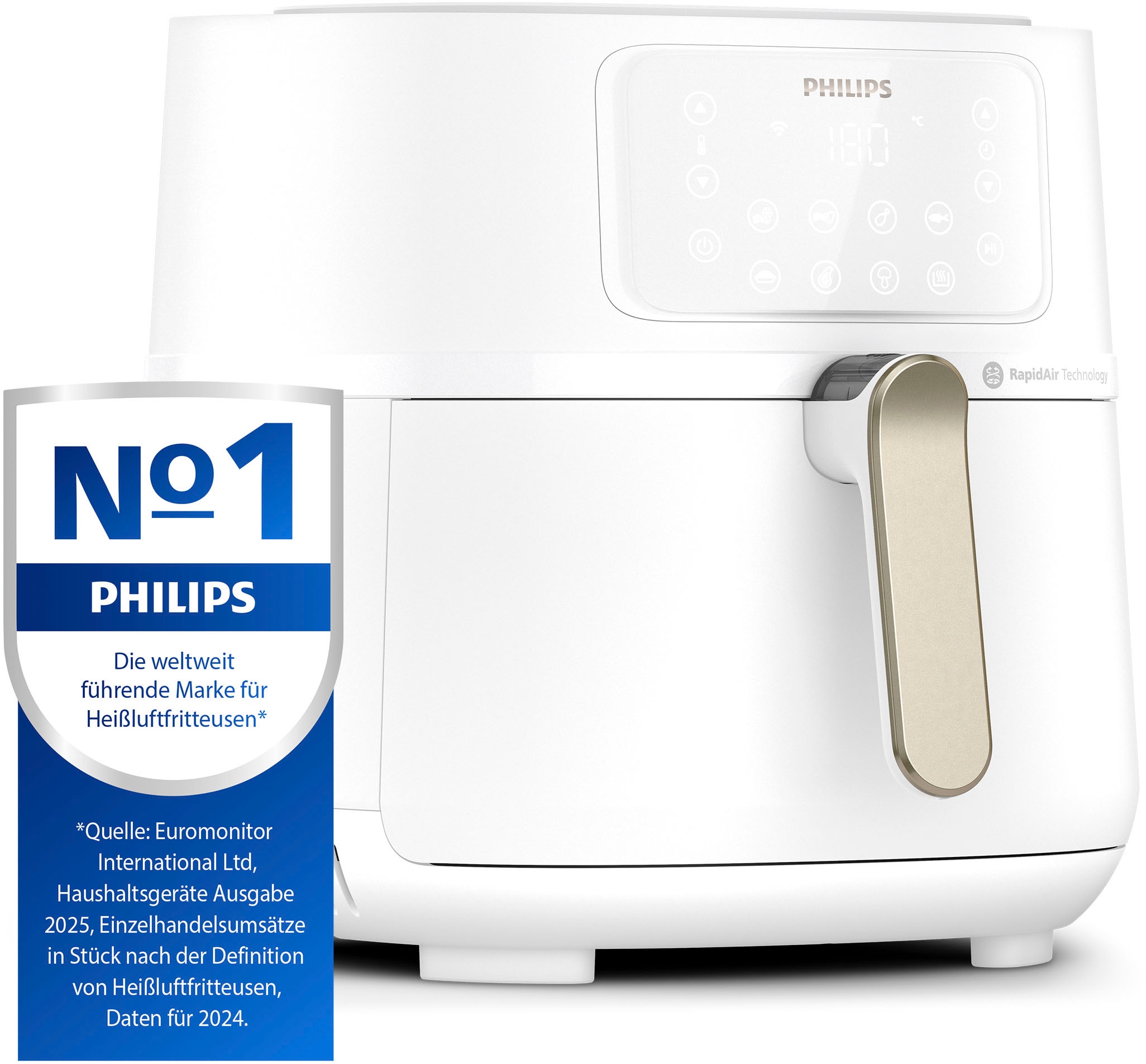 Philips Heißluftfritteuse »Airfryer XXL HD9285/90, 7,2 l« 2000 W mit 7 Voreinstellungen, WiFi Konnektivität und Warmhaltefunktion