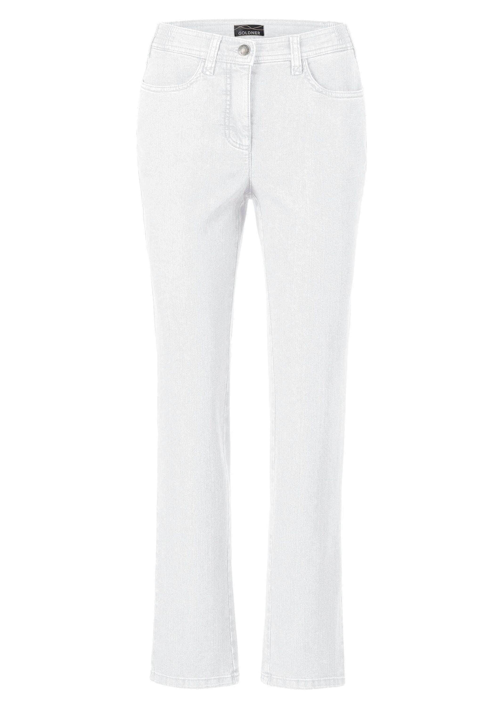 GOLDNER Damen Regular-fit-Jeans "Kurzgröße Klassische Jeanshose Carla", weiß, Gr. 21, Obermaterial: 78% Baumwolle CO. 20% Polyester PES. 2% Elasthan