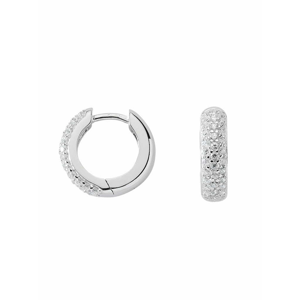 Adelia´s Paar Ohrhänger »925 Silber Ohrringe Creolen mit Zirkonia Ø 14 2 mm« mit Zirkonia Silberschmuck für Damen
