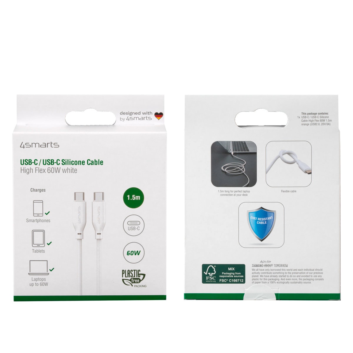 4smarts USB-Kabel »High Flex USB-C zu USB-C Silikon-Kabel 60W, 1,5m«, USB-C, 150 cm