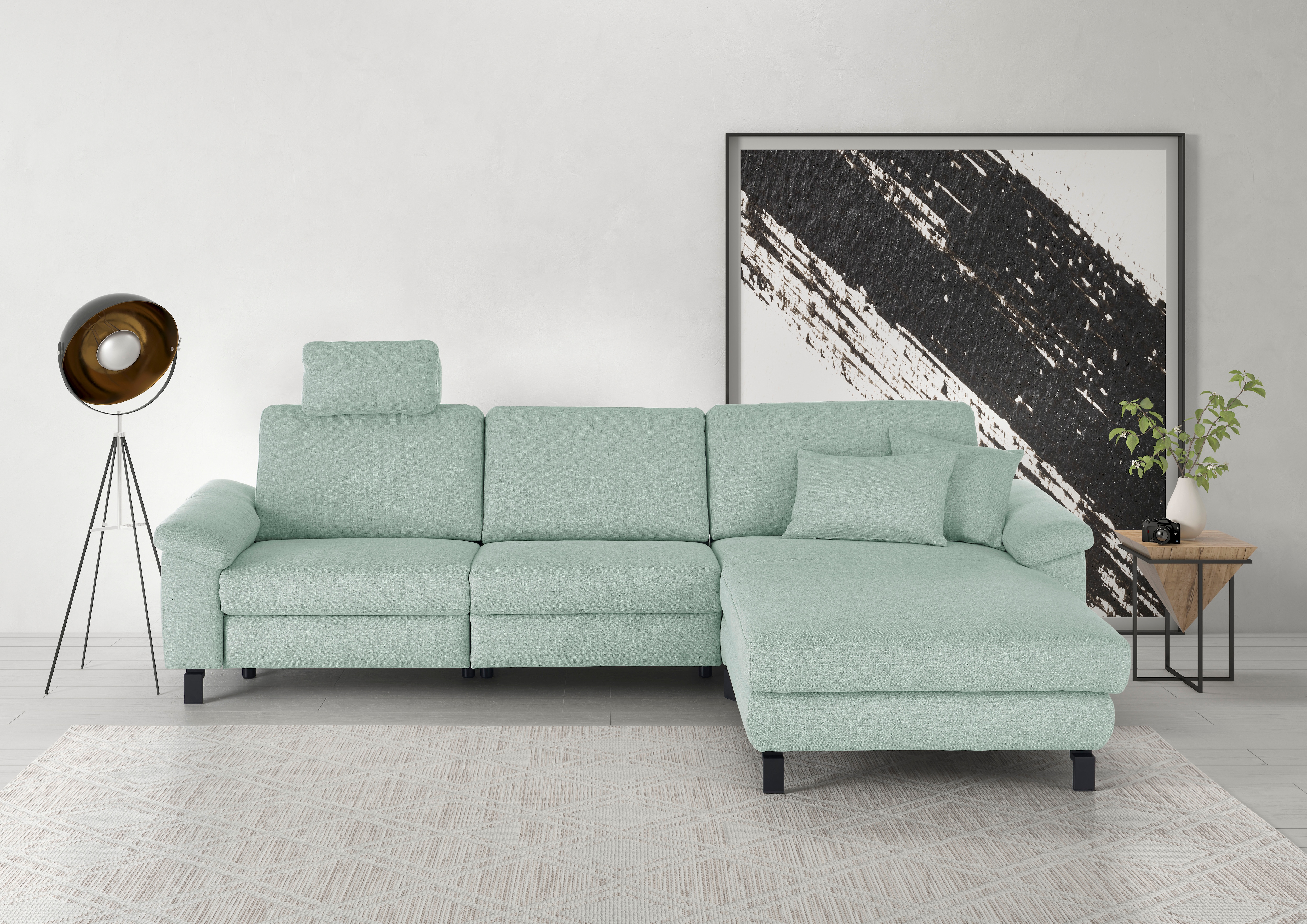 3C Candy Ecksofa "Mainau L-Form" Relaxfunktion im 1,5-Sitzer, motorische Schlaffunktion in Longchair