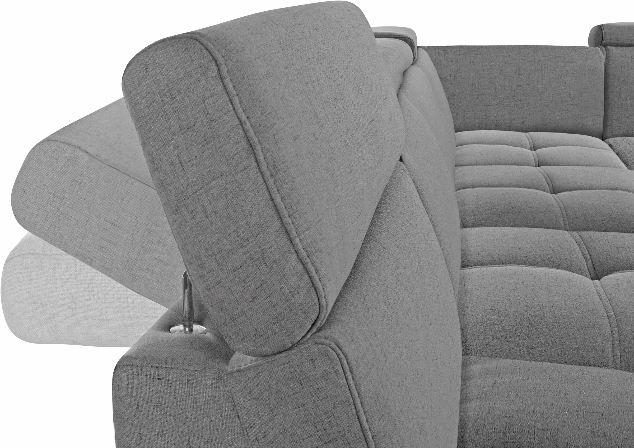 DOMO collection Wohnlandschaft »Ava moderne Sitzheftung mit toller Doppelnaht, komfortabel, U-Form«, mit Federkern, wahlweise mit Kopfteilverstellungen