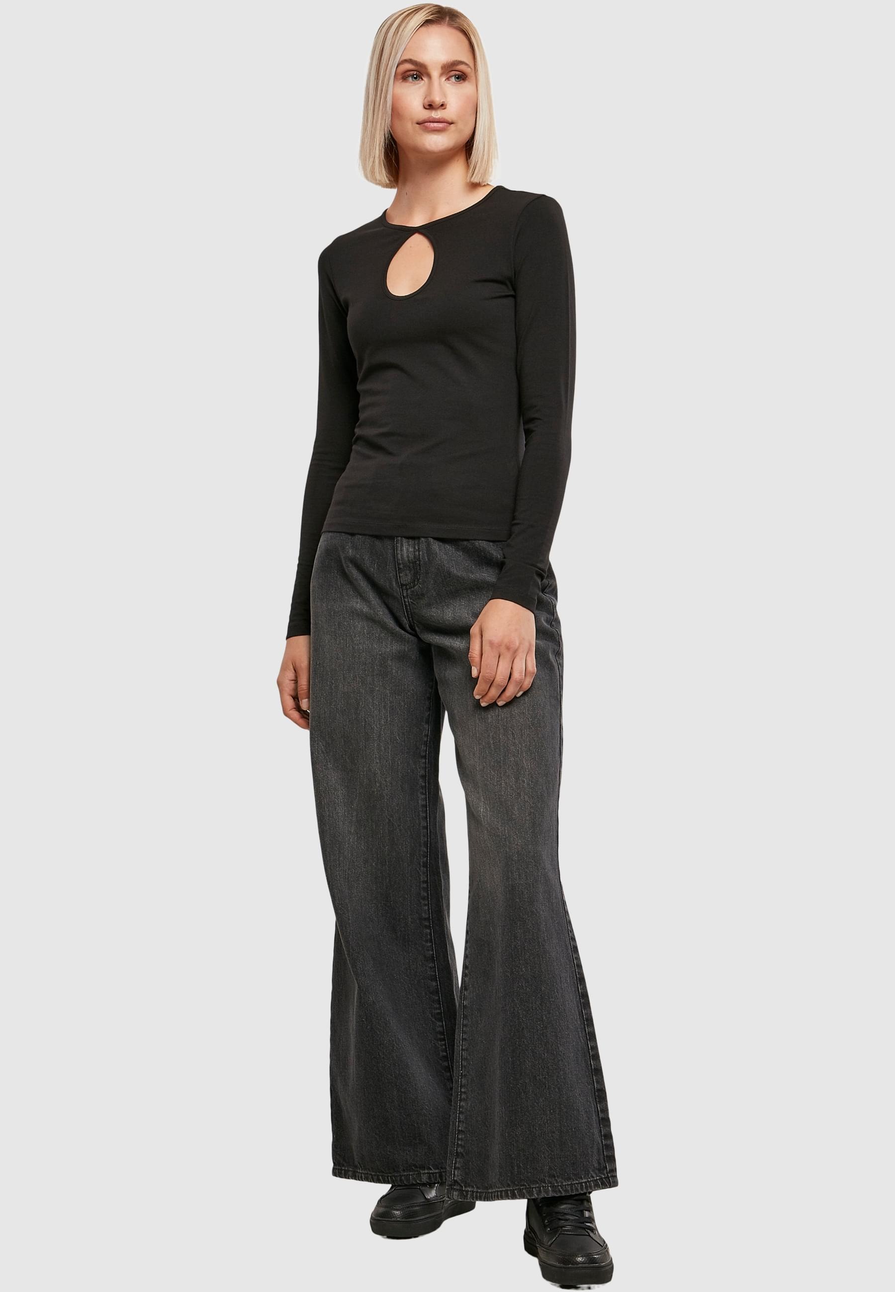 URBAN CLASSICS Longsleeve »Urban Classics Damen Ladies Organic Keyhole Longsleeve«, (1 tlg.)