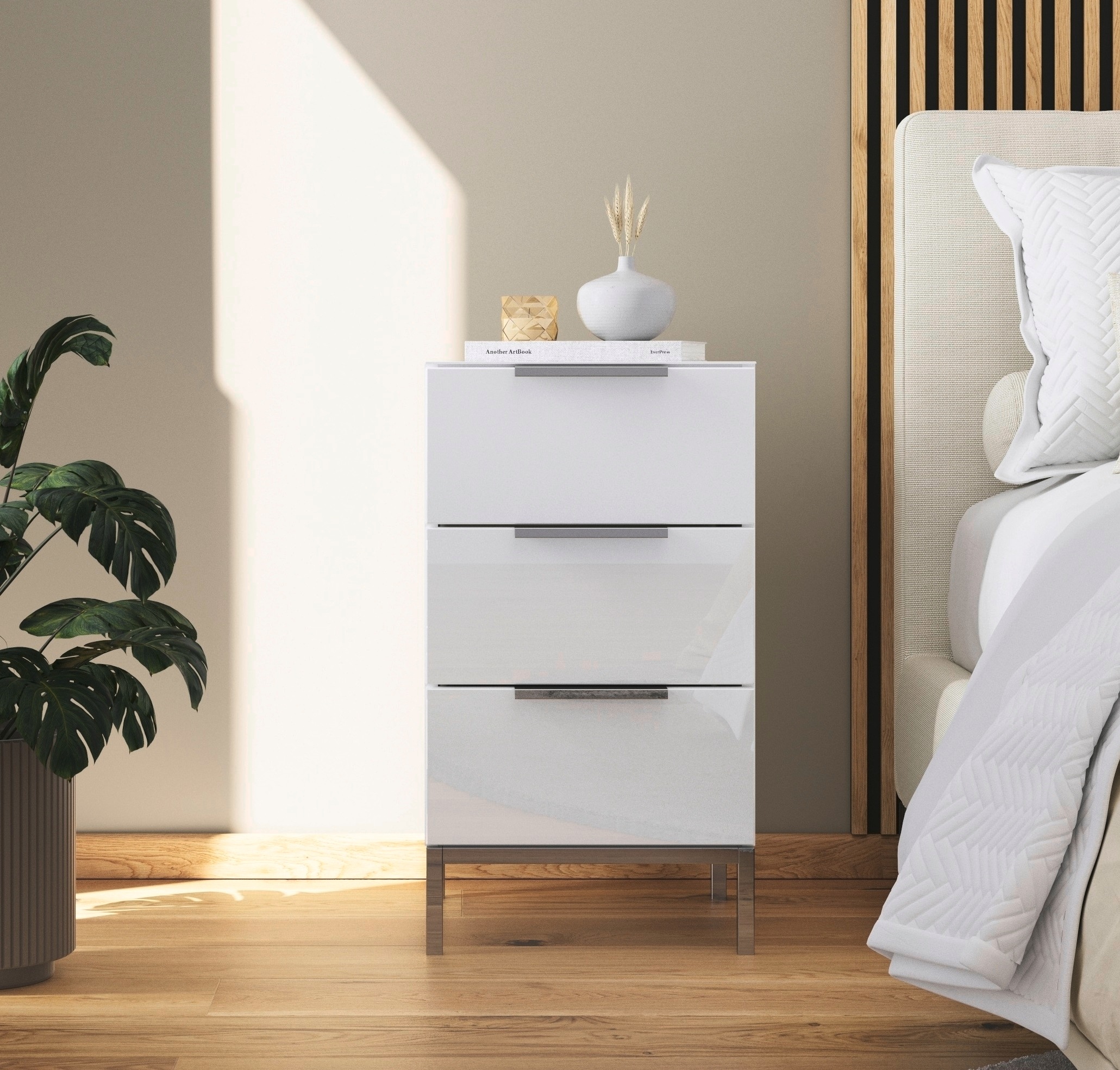 rauch Nachtkommode "Nachttisch Nachtschrank Nachtkonsole FLIPP mit Glasfron günstig online kaufen