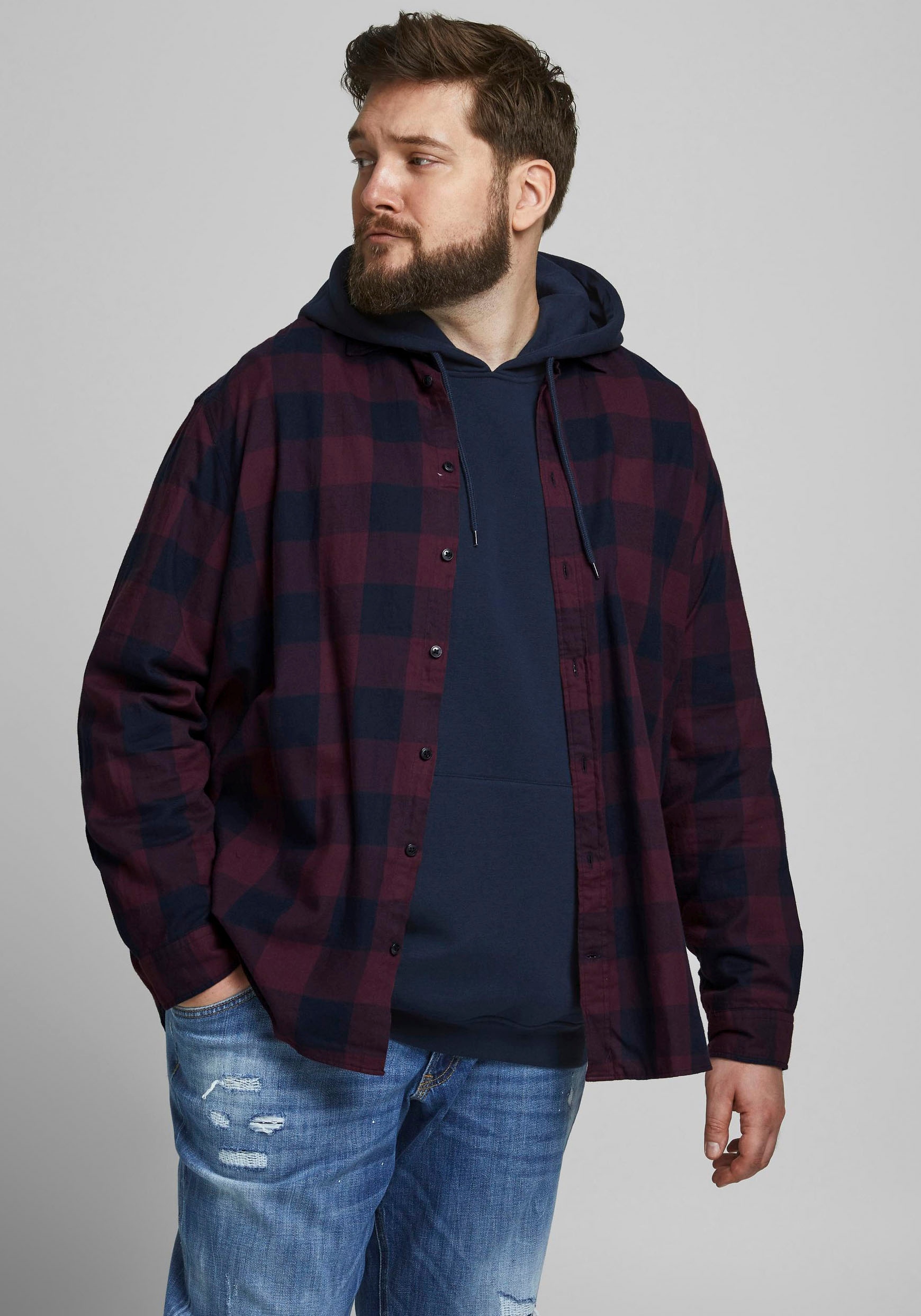 Jack & Jones PlusSize Karohemd »GINGHAM TWILL SHIRT«, Bis Größe 6XL