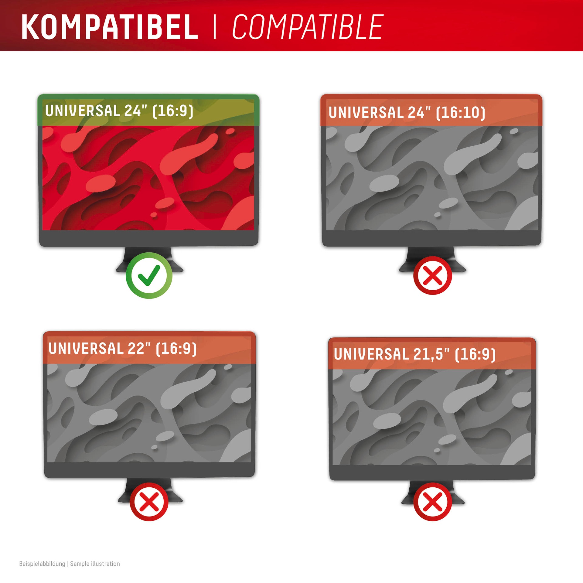 Displex Displayschutzfolie »Privacy Safe Blickschutzfilter«, für Universell für Monitore mit 24 (16:9), Blickschutzfolie, Schutzfolie, Bildschirmschutz, kratz- & stoßfest