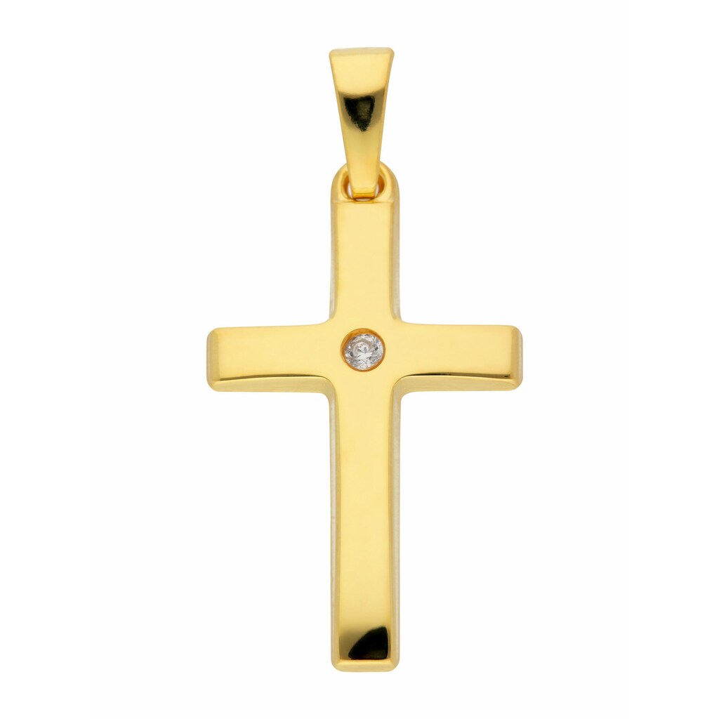 Adelia´s Kettenanhänger »Damen & Herren Goldschmuck 333 Gold Kreuz Anhänger mit Zirkonia«