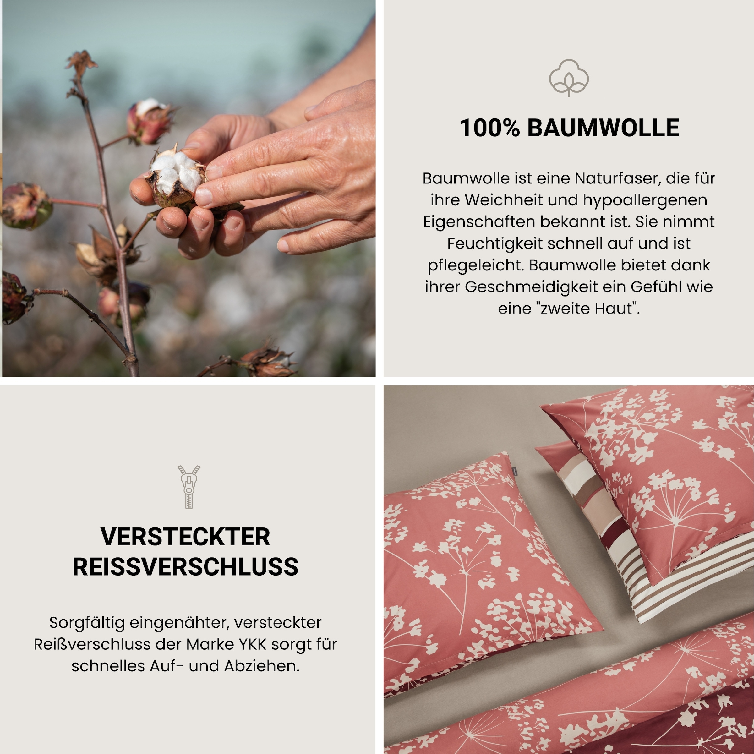 Schiesser Wendebettwäsche »Alyssa aus weicher Baumwolle mit feinen Blüten bedruckt«, Made in Green