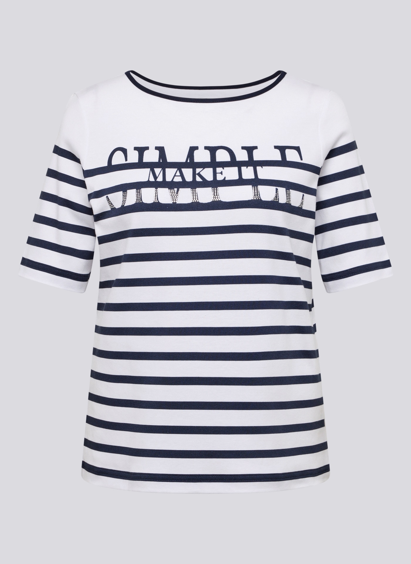 Rabe Rundhalsshirt, im Streifen-Design und mit Letter-Print