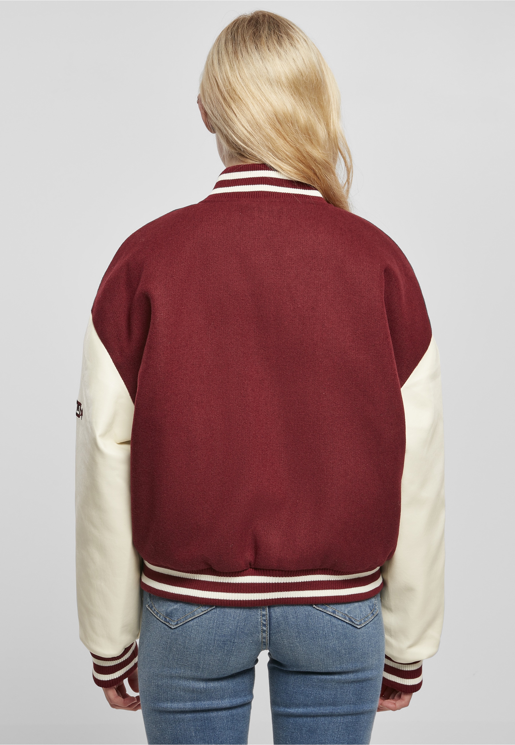 Fubu Collegejacke »Fubu Damen FW224-006-1 City 05 Varsity Jacket bordeaux/offwhite« 1 Stk. tlg. ohne Kapuze