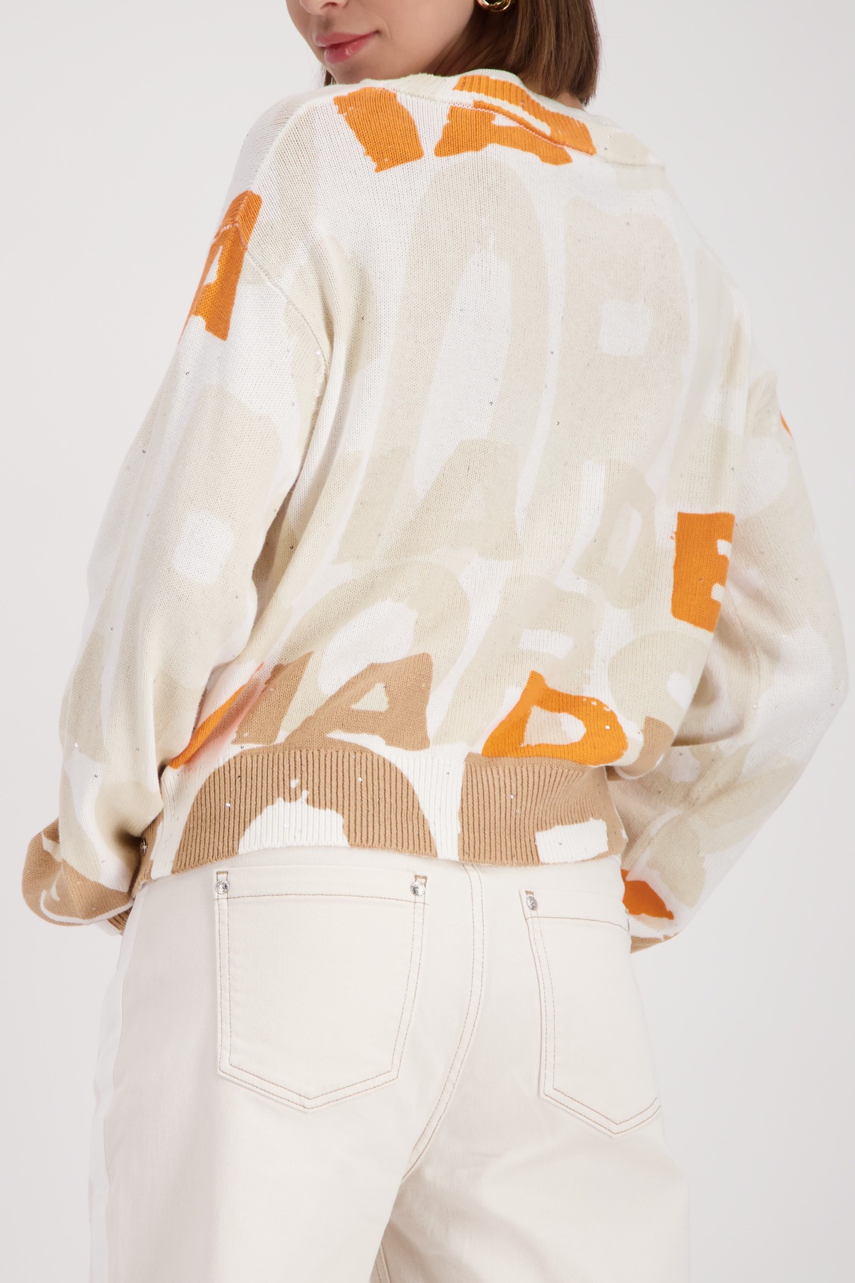 Thumbnail - Monari Strickpullover "Buchstaben allover" Regular fit mit Rundhalsausschnitt