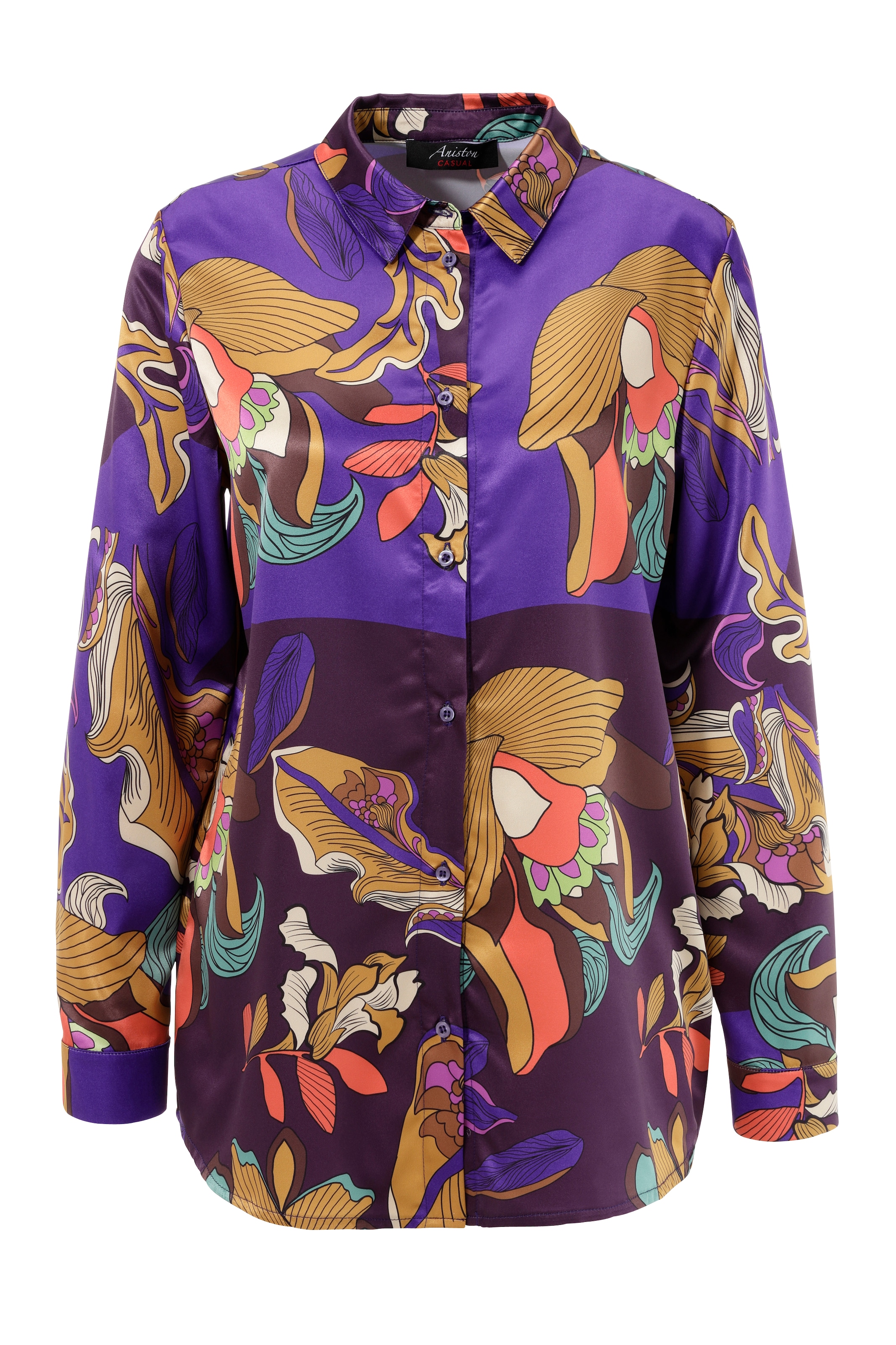 Aniston CASUAL BAUR online mit - bestellen | graphischem Hemdbluse, farbenfrohen, Blumendruck KOLLEKTION NEUE