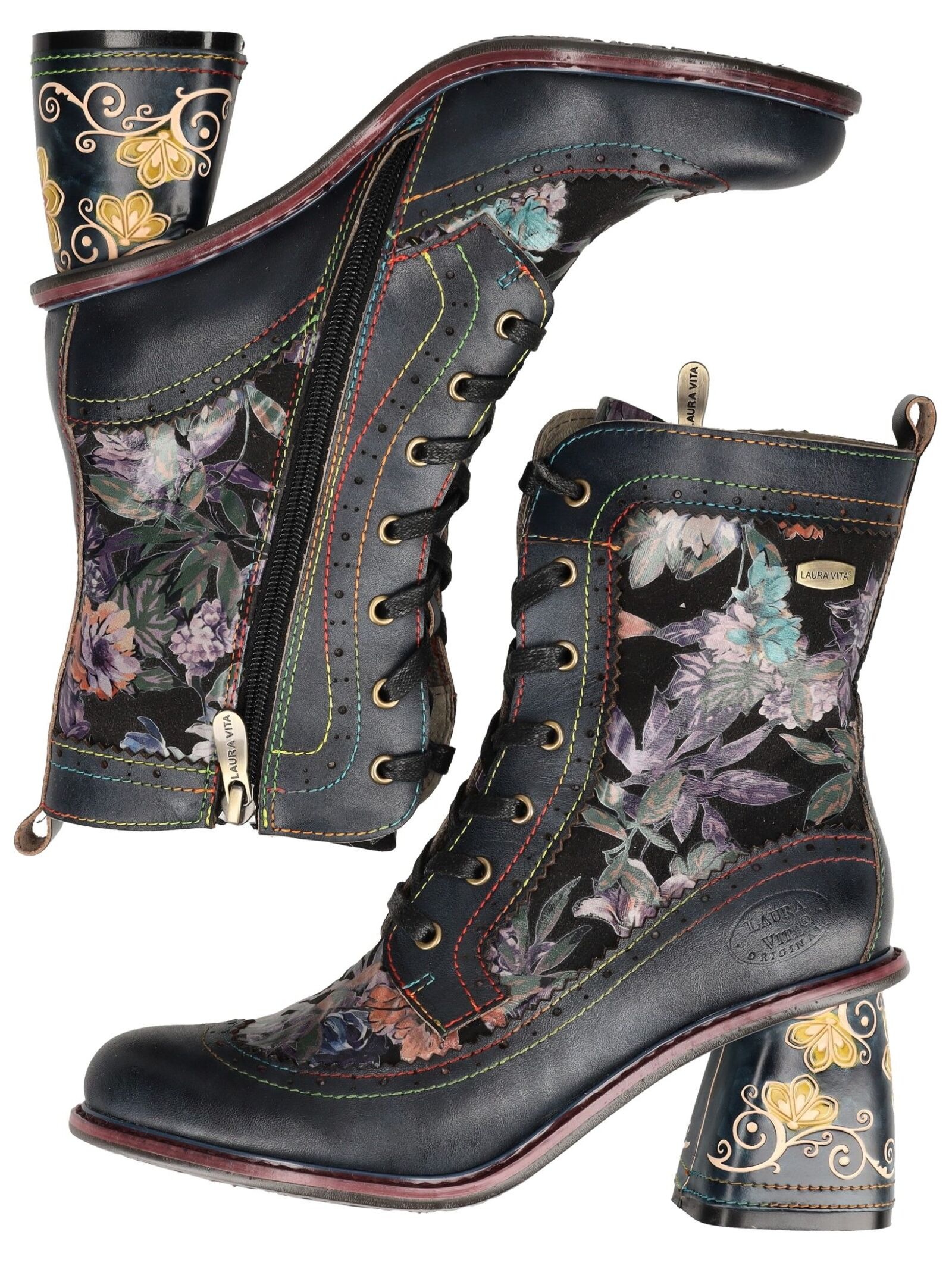 LAURA VITA Schnürstiefelette »LAURA VITA Stiefelette Leder/Textil«