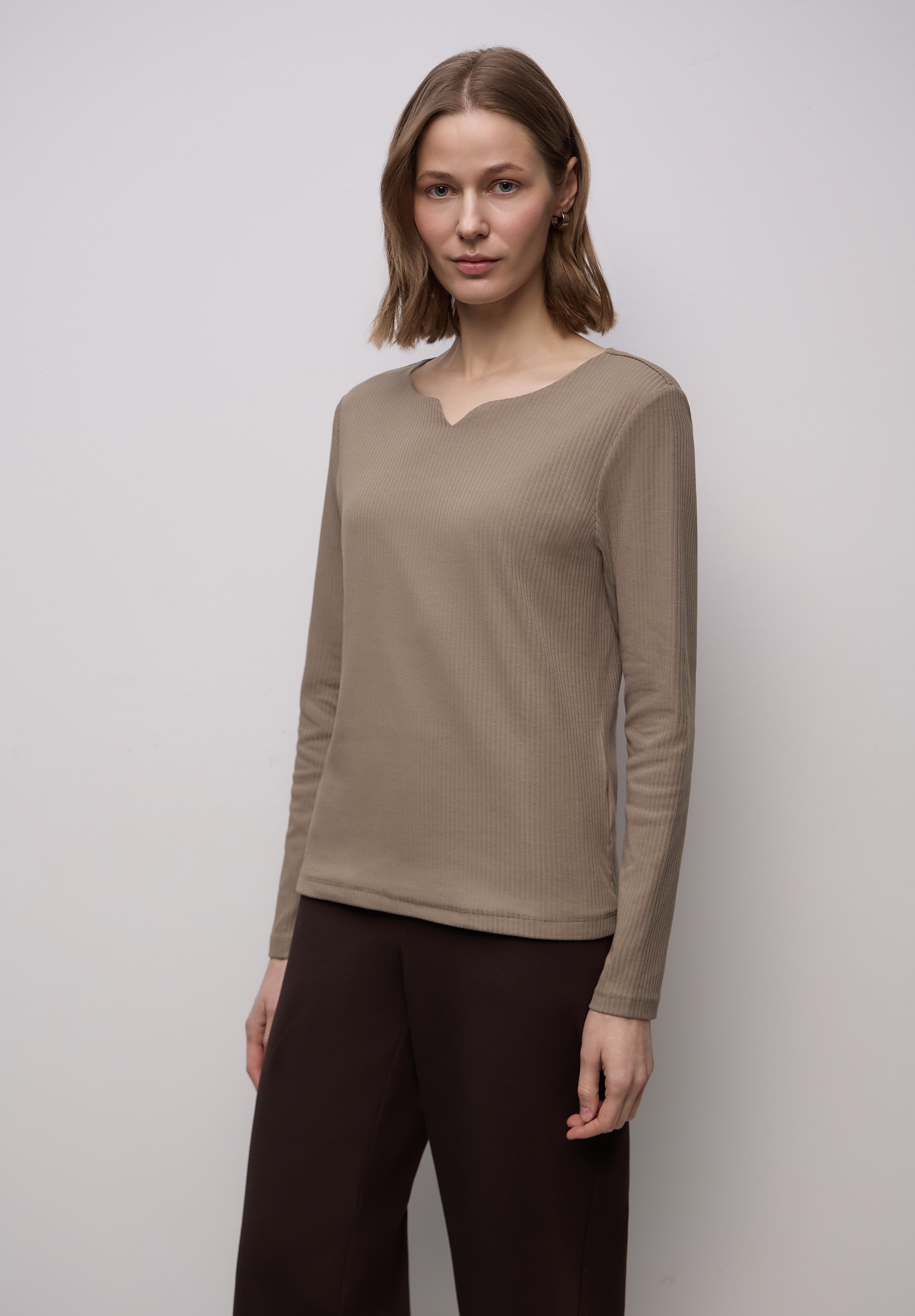 STREET ONE Langarmshirt aus Baumwolle mit Stretchante günstig online kaufen