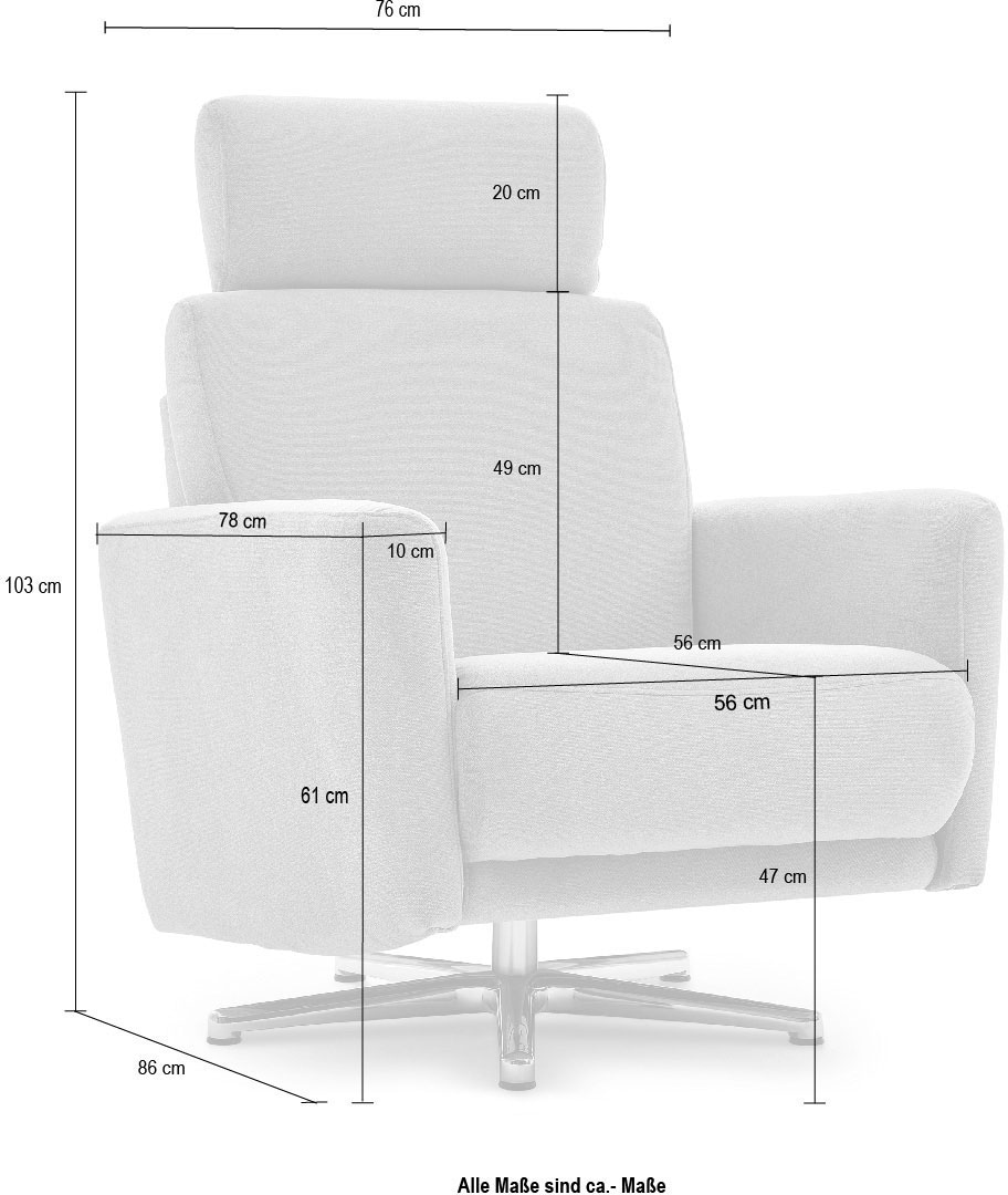 CALIZZA INTERIORS Drehsessel »Lari«, wahlweise mit einsteckbarer Kopfstütze