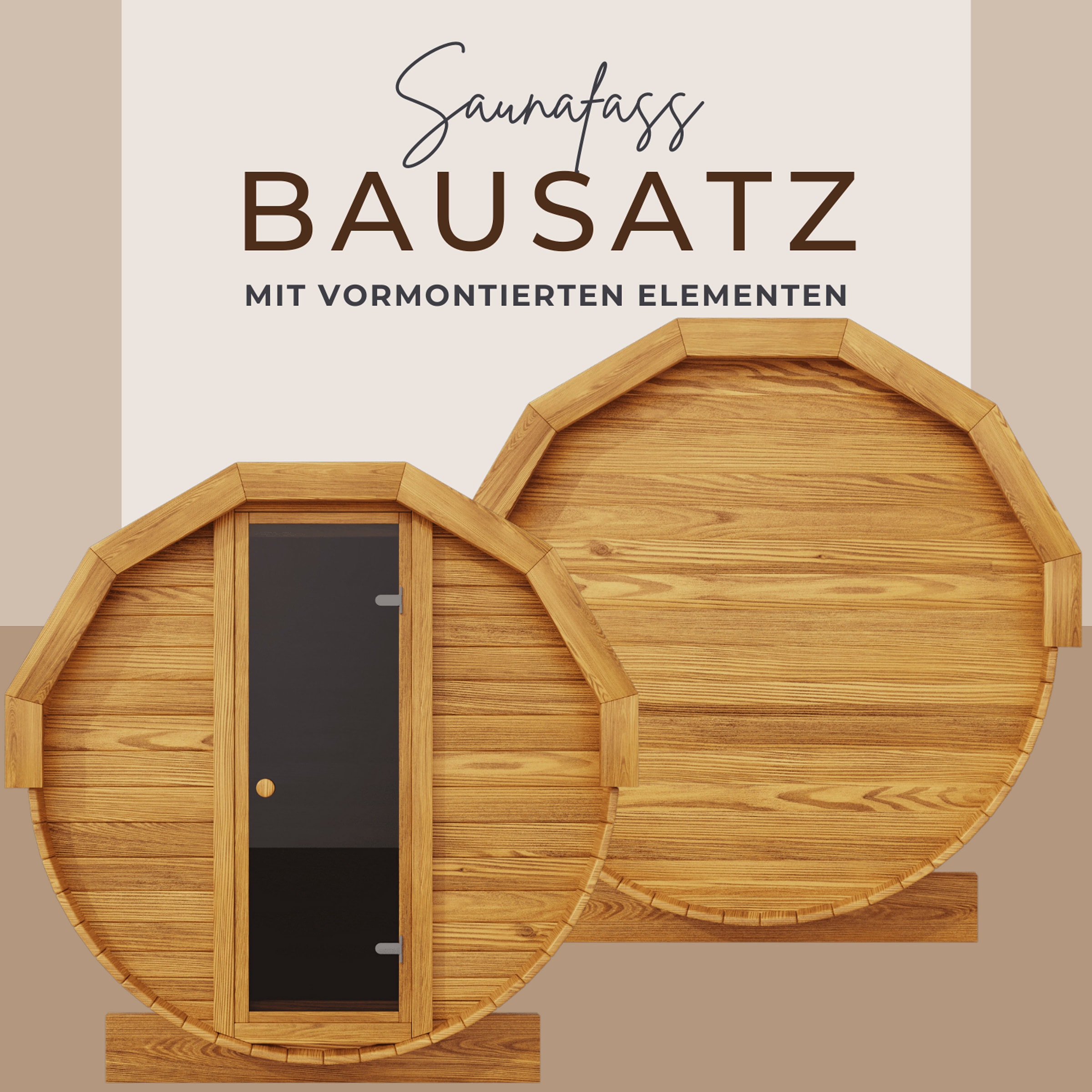EDEN Holzmanufaktur Fasssauna »Bausatz, Teile vormontiert Fichte Remmers Lasur«, (Set), inkl. Zubehör