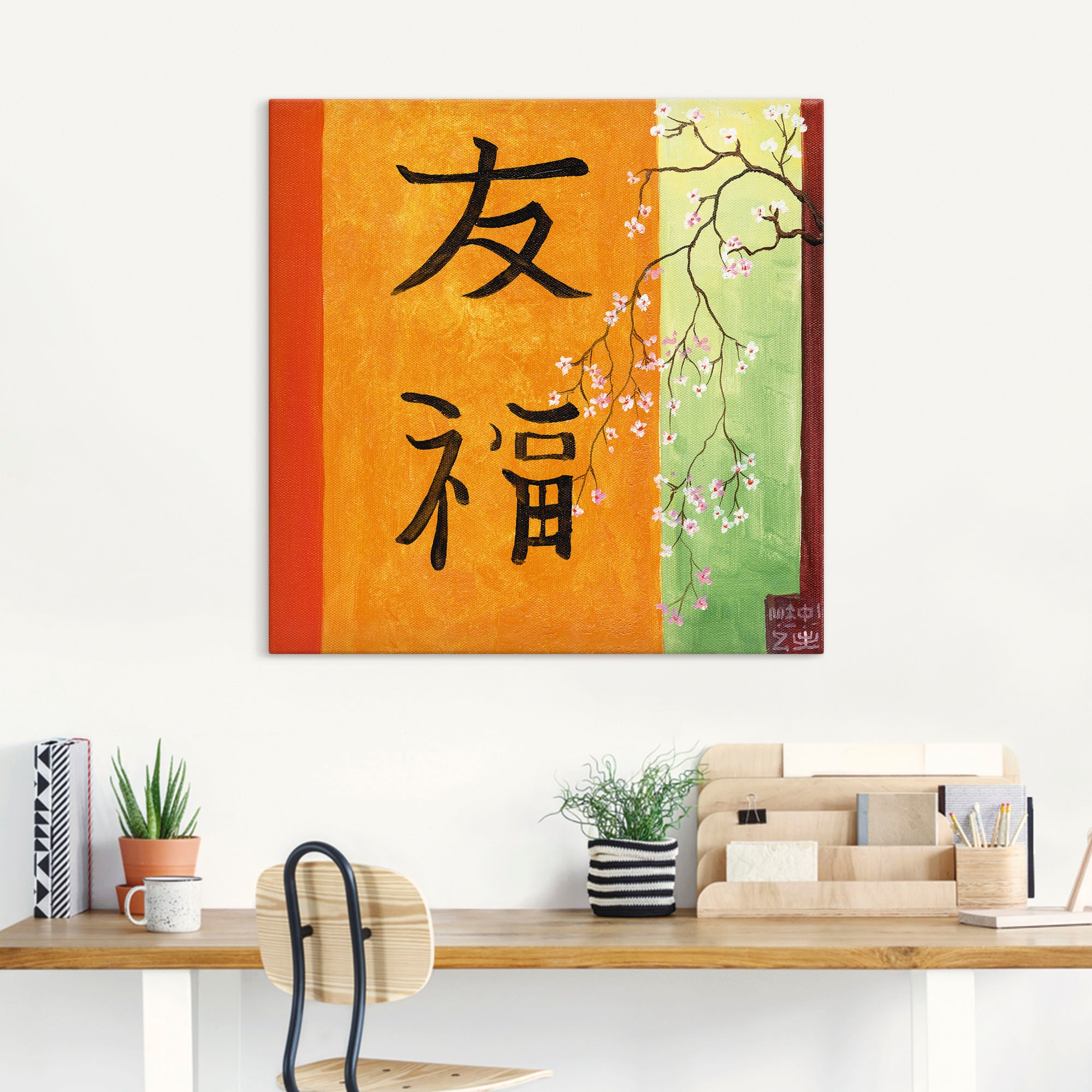 Artland Leinwandbild "Freude Glück" Zeichen 1 Stk. tlg. auf Holzrahmen gesp günstig online kaufen