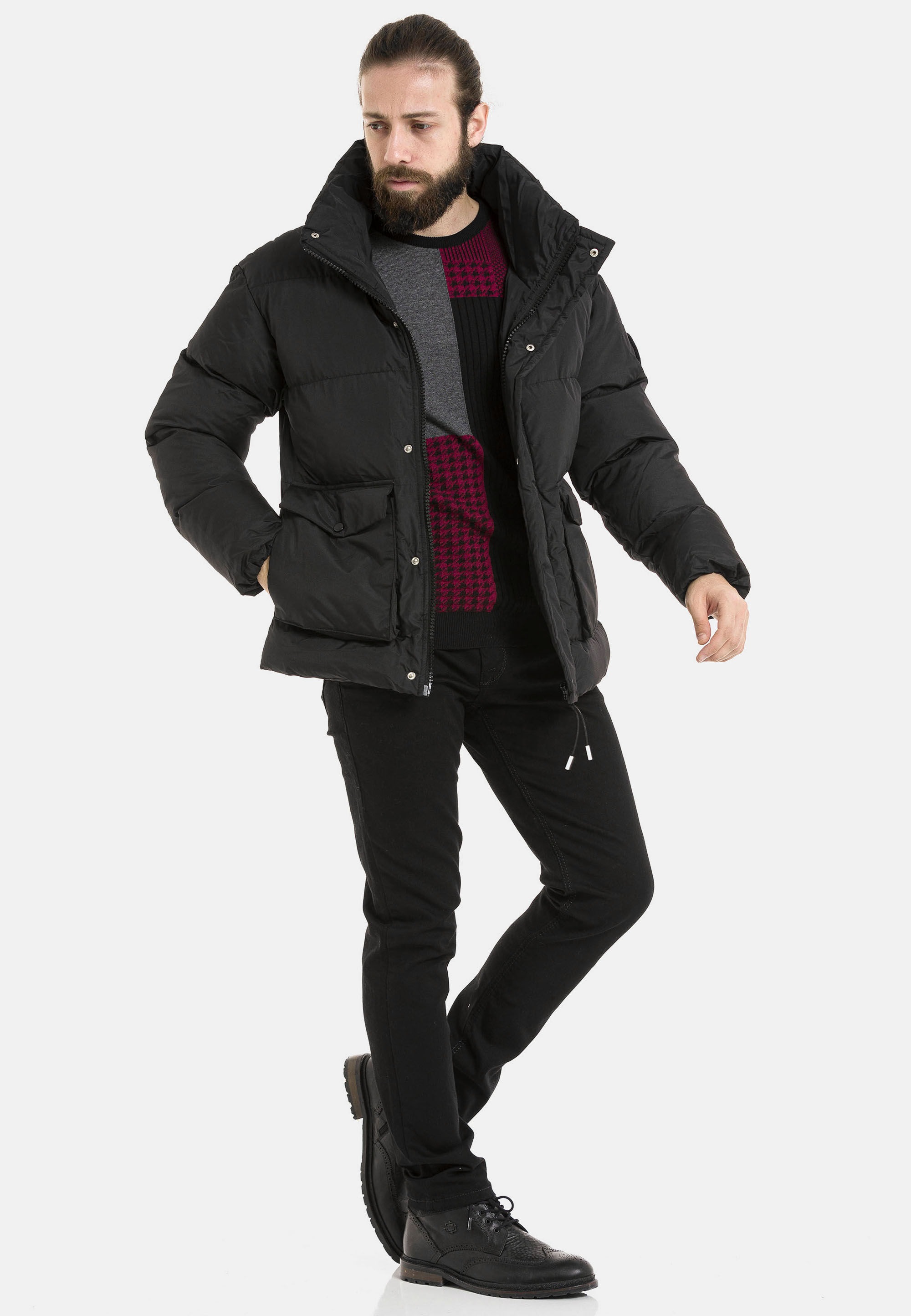 Cipo & Baxx Winterjacke »Jacke«, ohne Kapuze, im unifarbenen Look