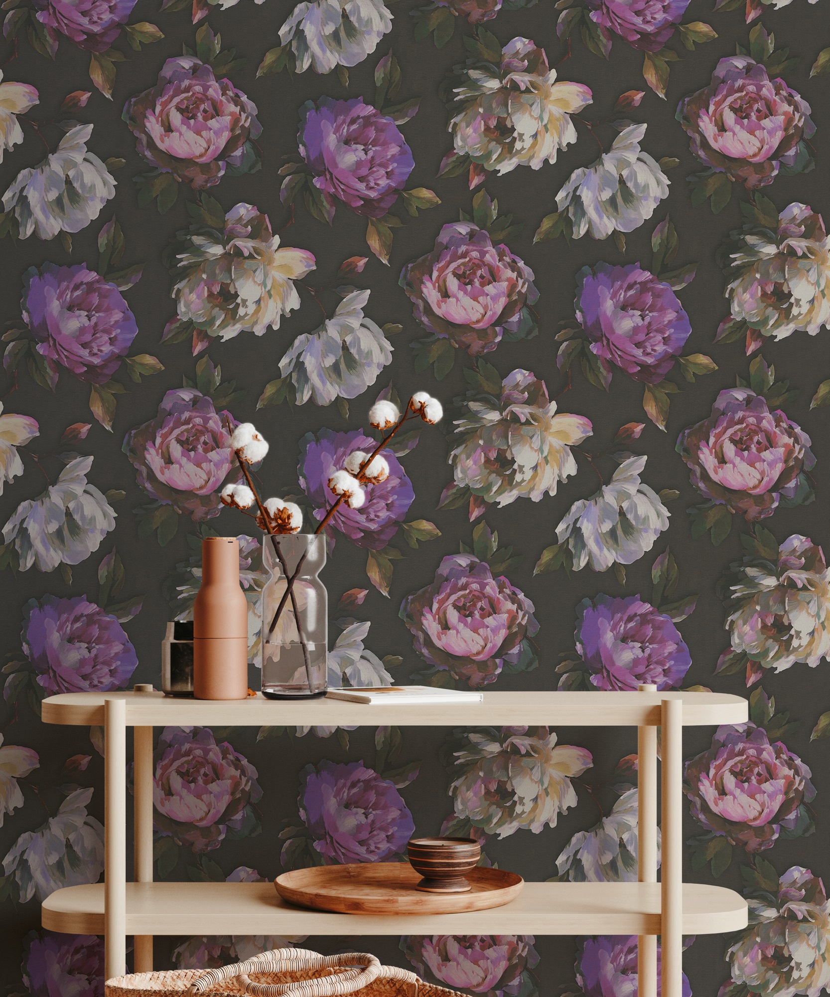 A.S. Création Vliestapete »PintWalls II Blumen-Tapete Mustertapete Rosen Blumen«, matt, Vliestapete Pfingstrosen für Schlafzimmer Küche Wohnzimmer Blumen Flur