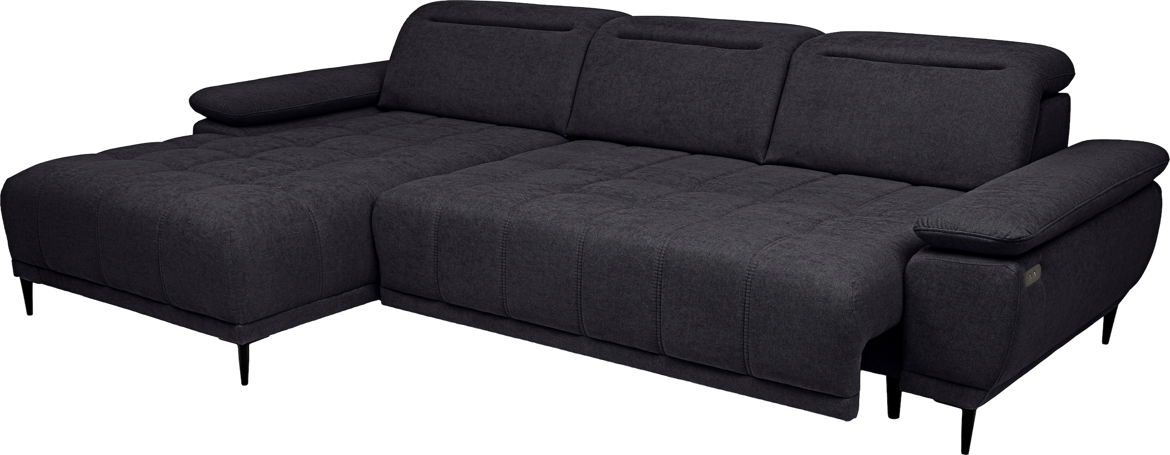 WERK2 Ecksofa »Focus-S, inkl. elektr. Sitzvorzug, manuelle Kopfteilverstellung« elektr. Sitztiefenverstellung, flexible Kopfstützen, 12cm Füße, L-Form