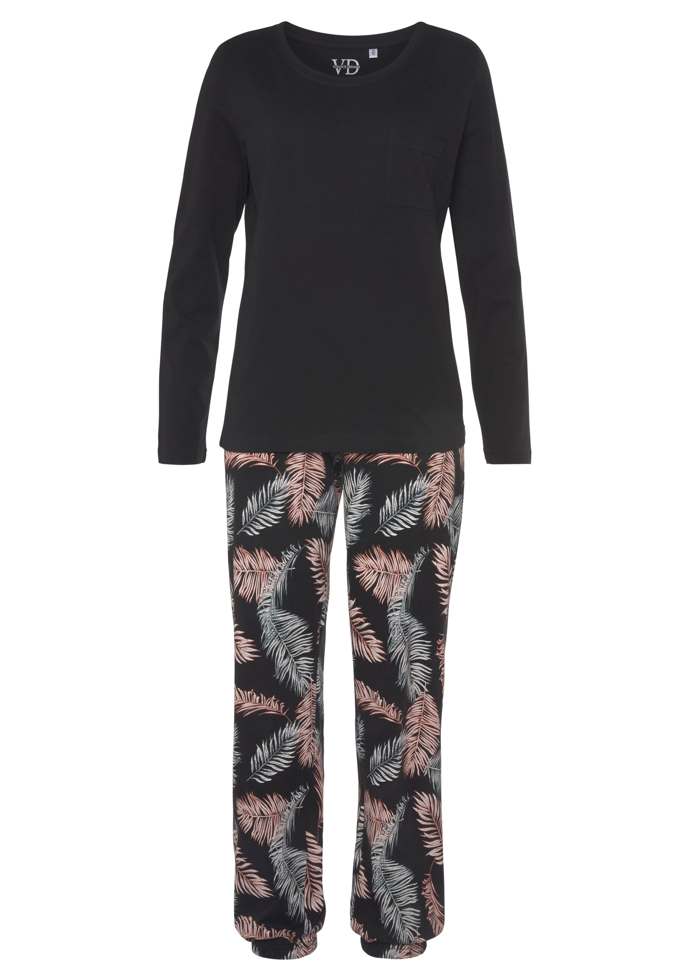 Vivance Dreams Pyjama, (2 tlg.), mit schönem Naturprint