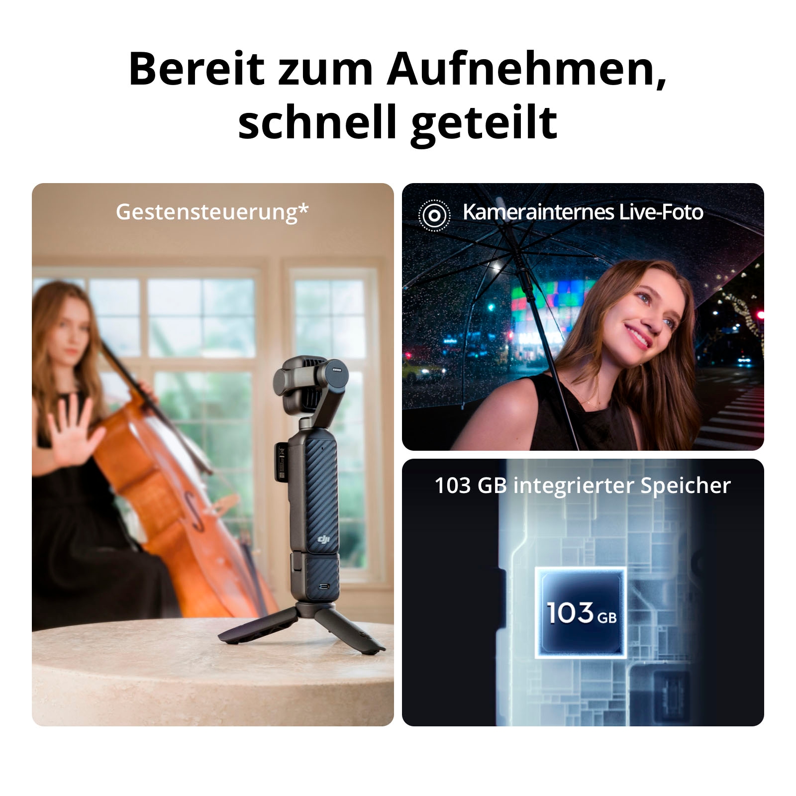 DJI Kompaktkamera »Osmo Pocket 4P (Pro) Standard Combo« , 37 , 3 fach fach x opt. Zoom , Bluetooth