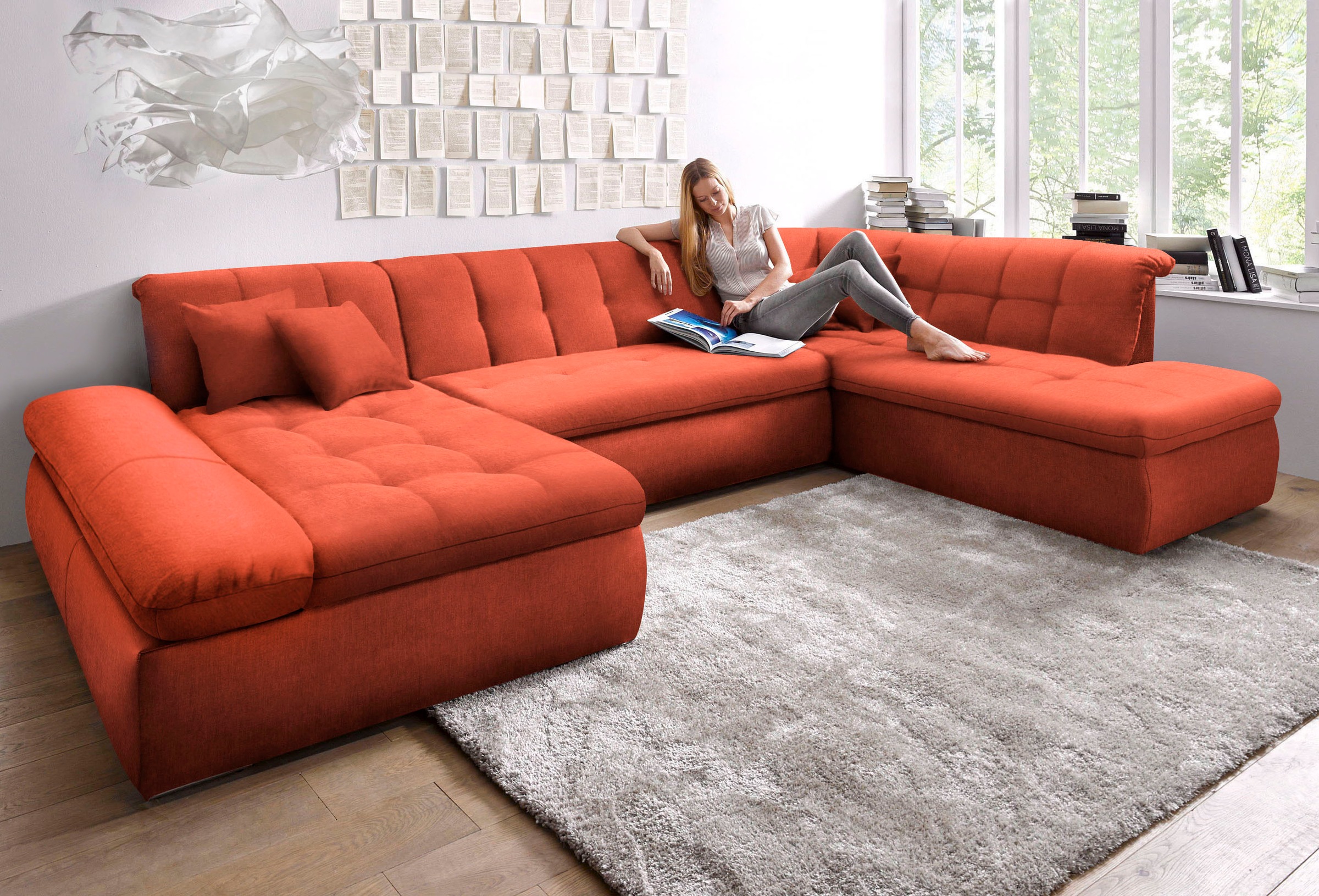 DOMO collection Sofa »Moric Luxus incl. Zierkissen«