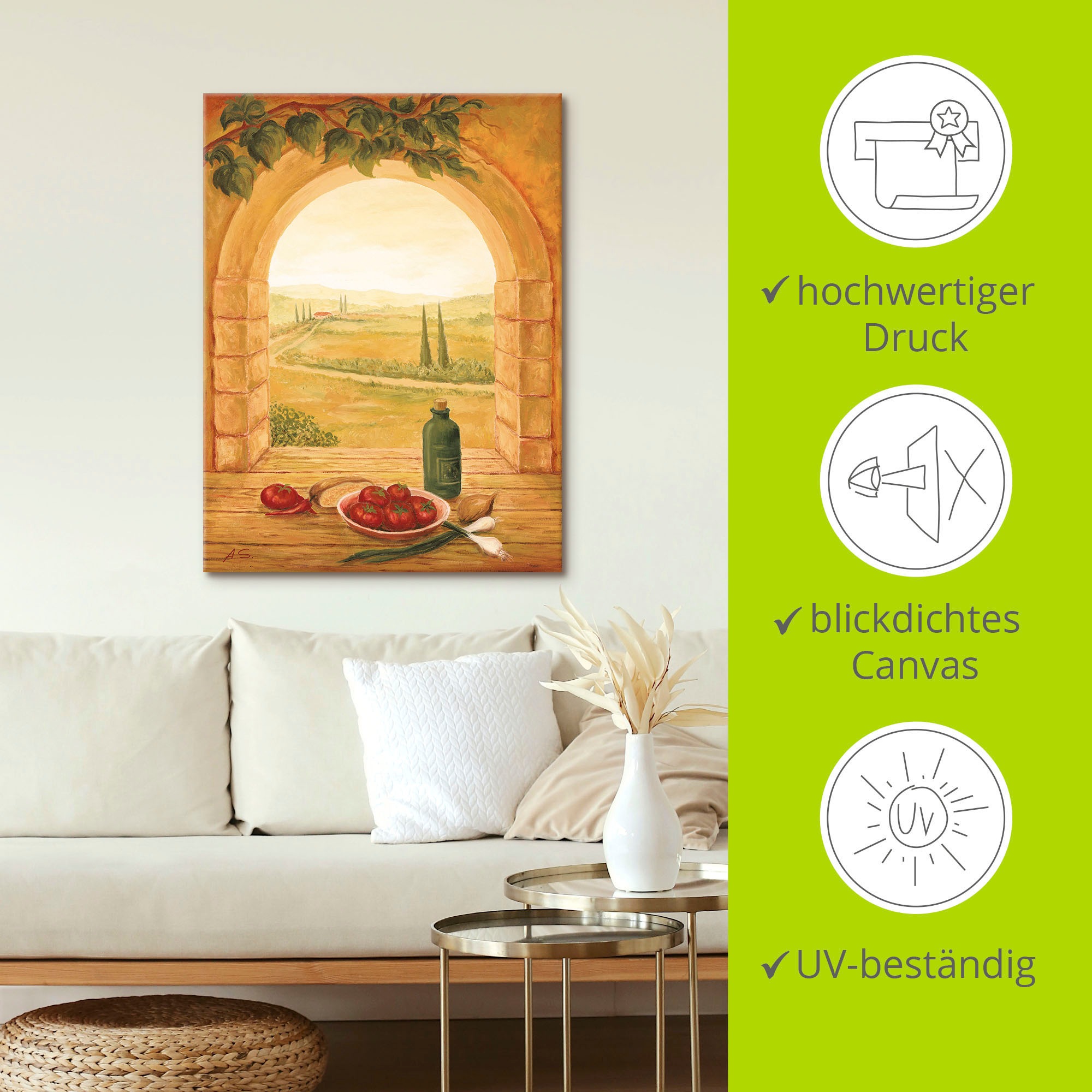 Artland Wandbild »Fensterblick«, Fensterblick, (1 St.), als Leinwandbild, Poster in verschied. Größen