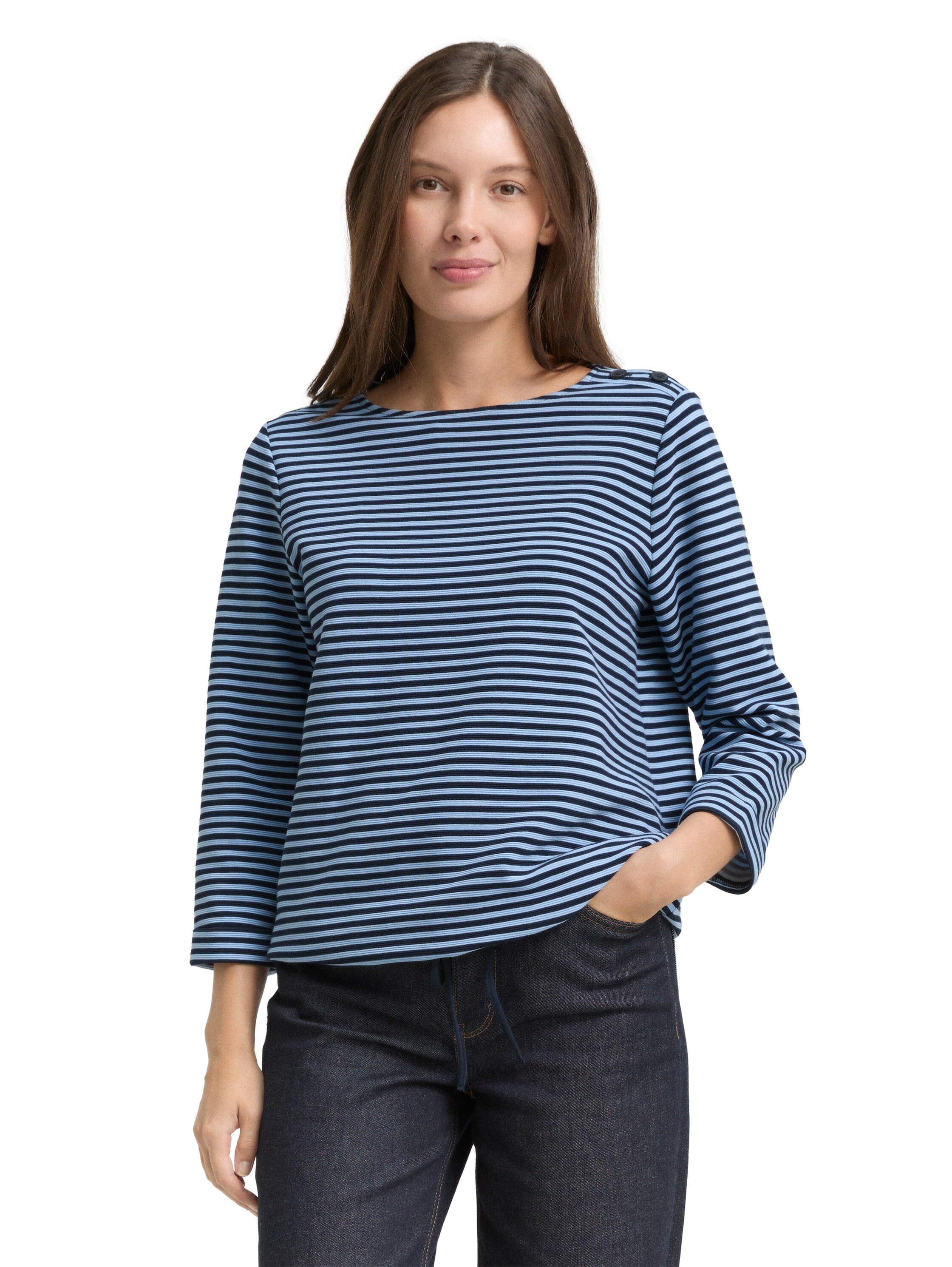 TOM TAILOR Langarmshirt "Loose" mit Knöpfen an der Schulter günstig online kaufen