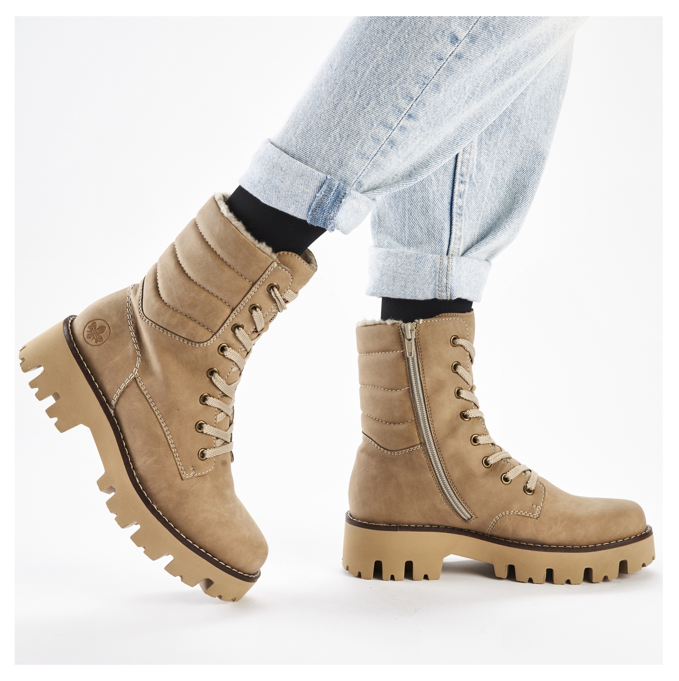 Rieker Winterstiefelette, Winterboots, Schnürboots, Profilsohle, mit Innenreißverschluss