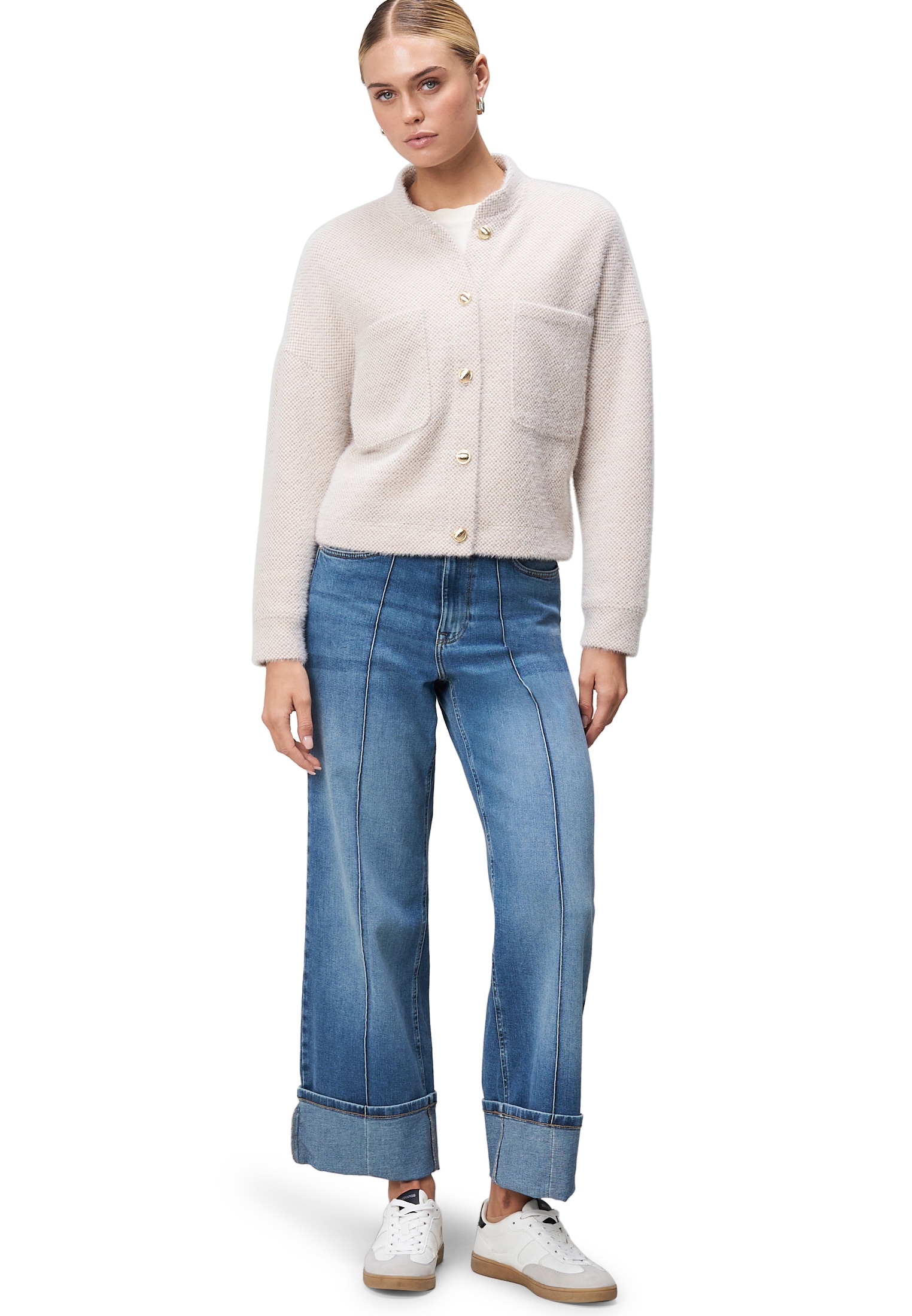 Zero Jackenblazer »Damen Sweatblazer strukturiert mit Knopfleiste« Knopfleiste