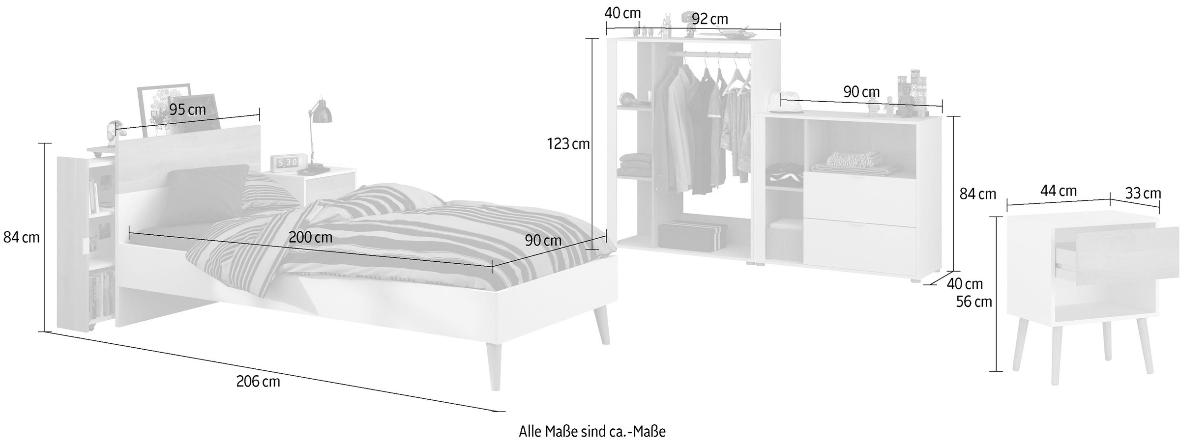 Parisot Jugendzimmer-Set »Parisot Aalborg 5«, (Set, 5 tlg.)