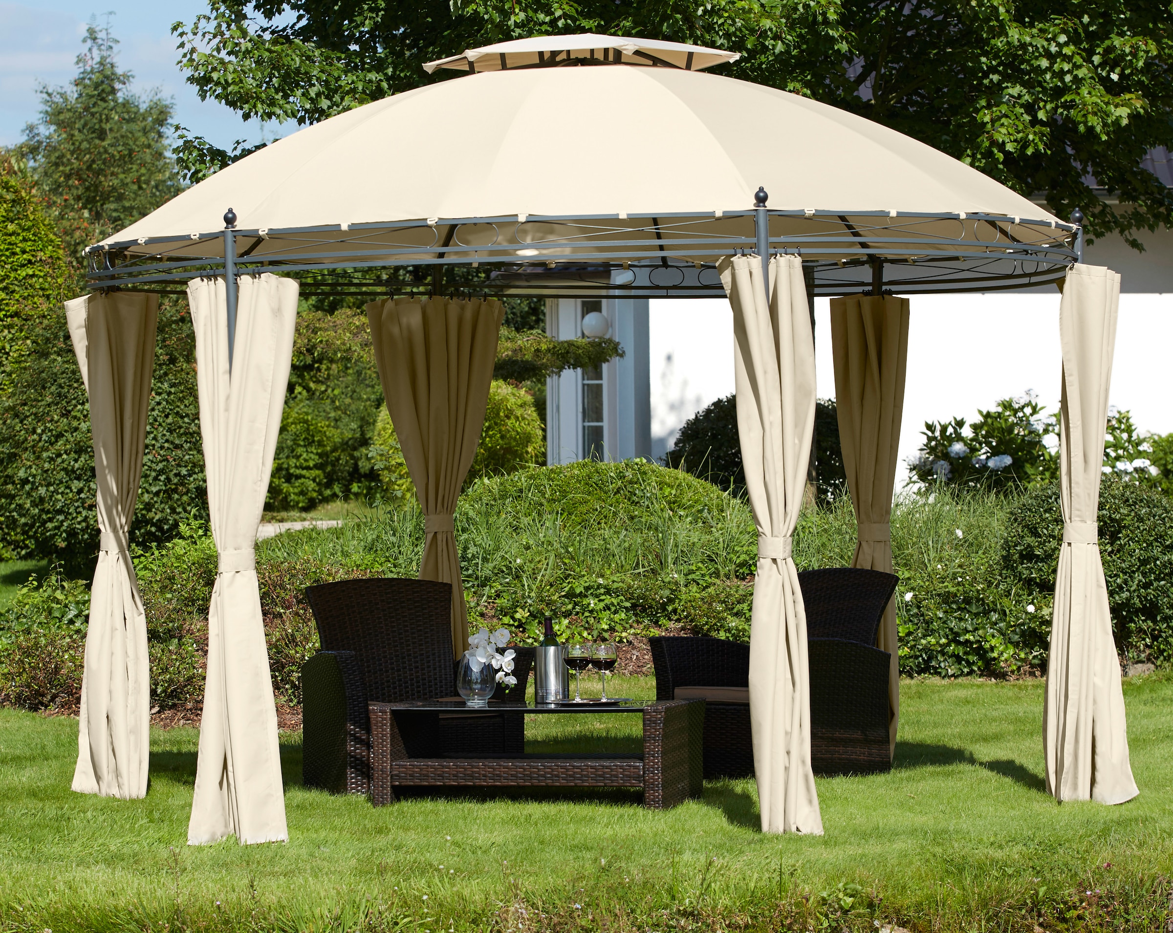 Pavillon KONIFERA, beige, Garten, Pavillons, "Tino", BxT: 350 x 350 cm