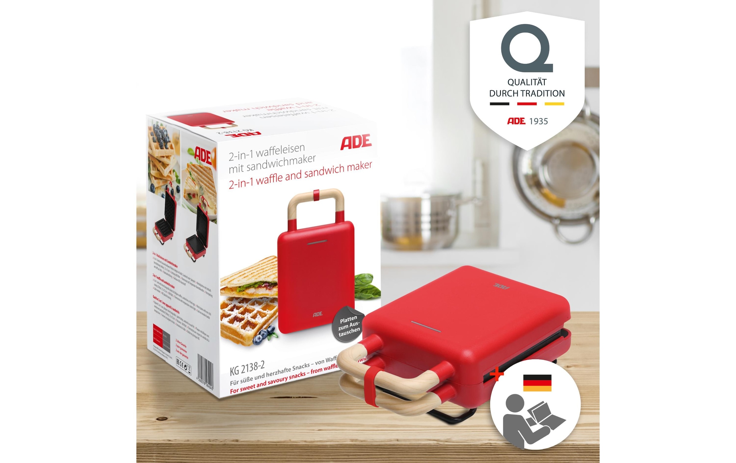 ADE Waffeleisen »Rot« 600 W