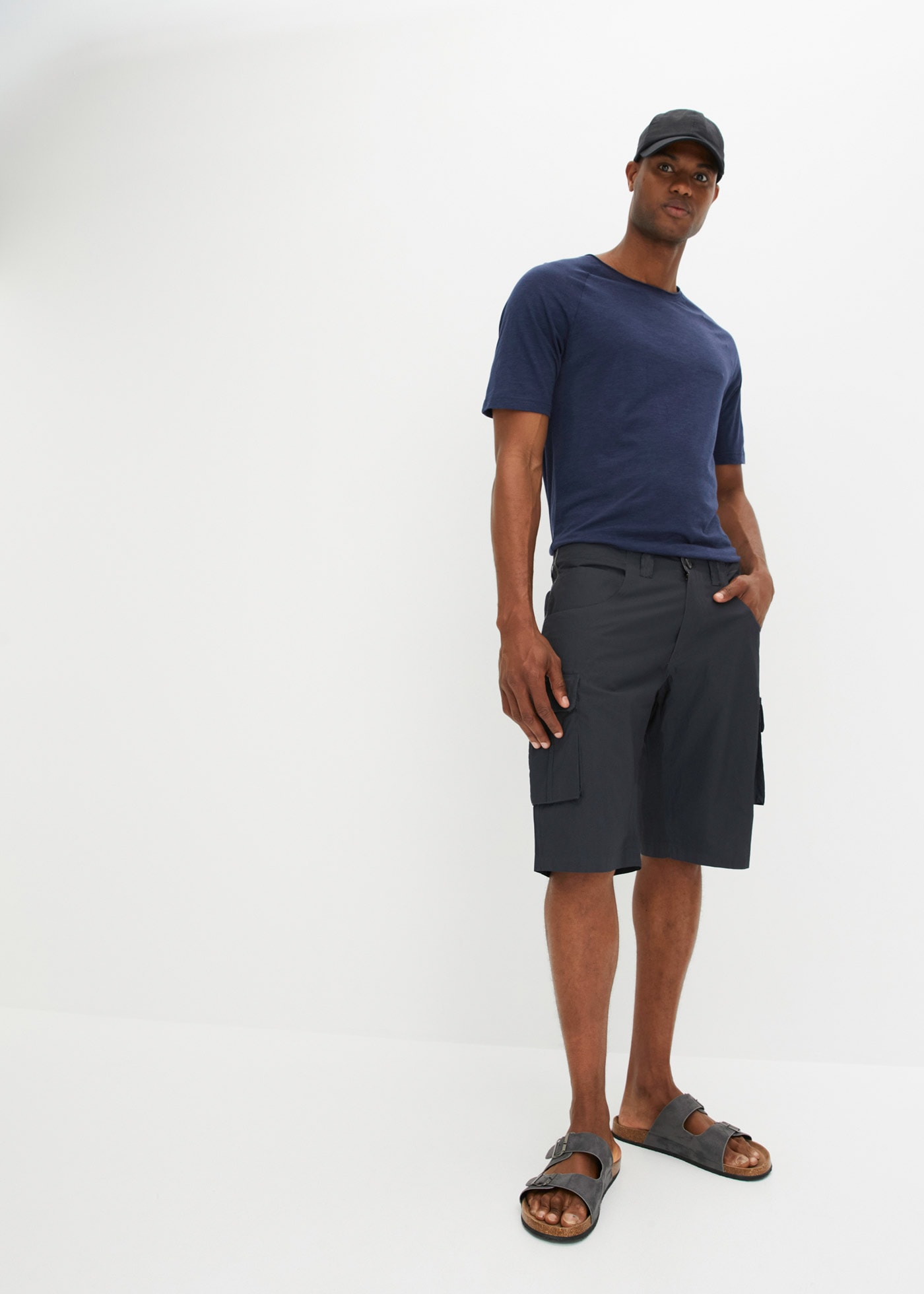 bonprix Cargobermudas  aus Baumwolle, Relaxed Fit, mit Minimalmuster, im Casual Stil