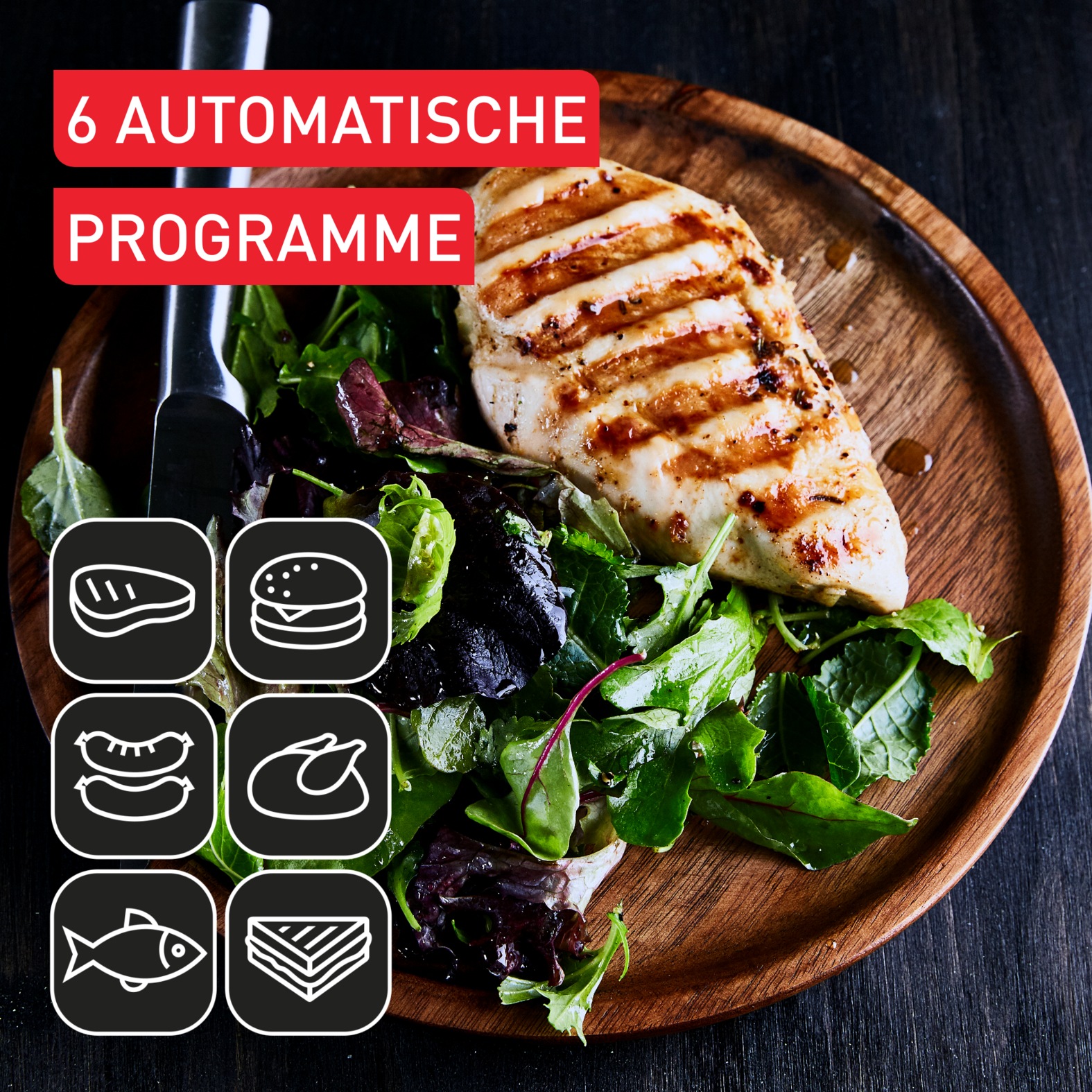 Tefal Kontaktgrill »OptiGrill+, erneuerte Kochstufenanzeige, 6 automatische Programme«, 2000 W, spülmaschinengeeignete Platten, inkl. MyTefal App, GC717810